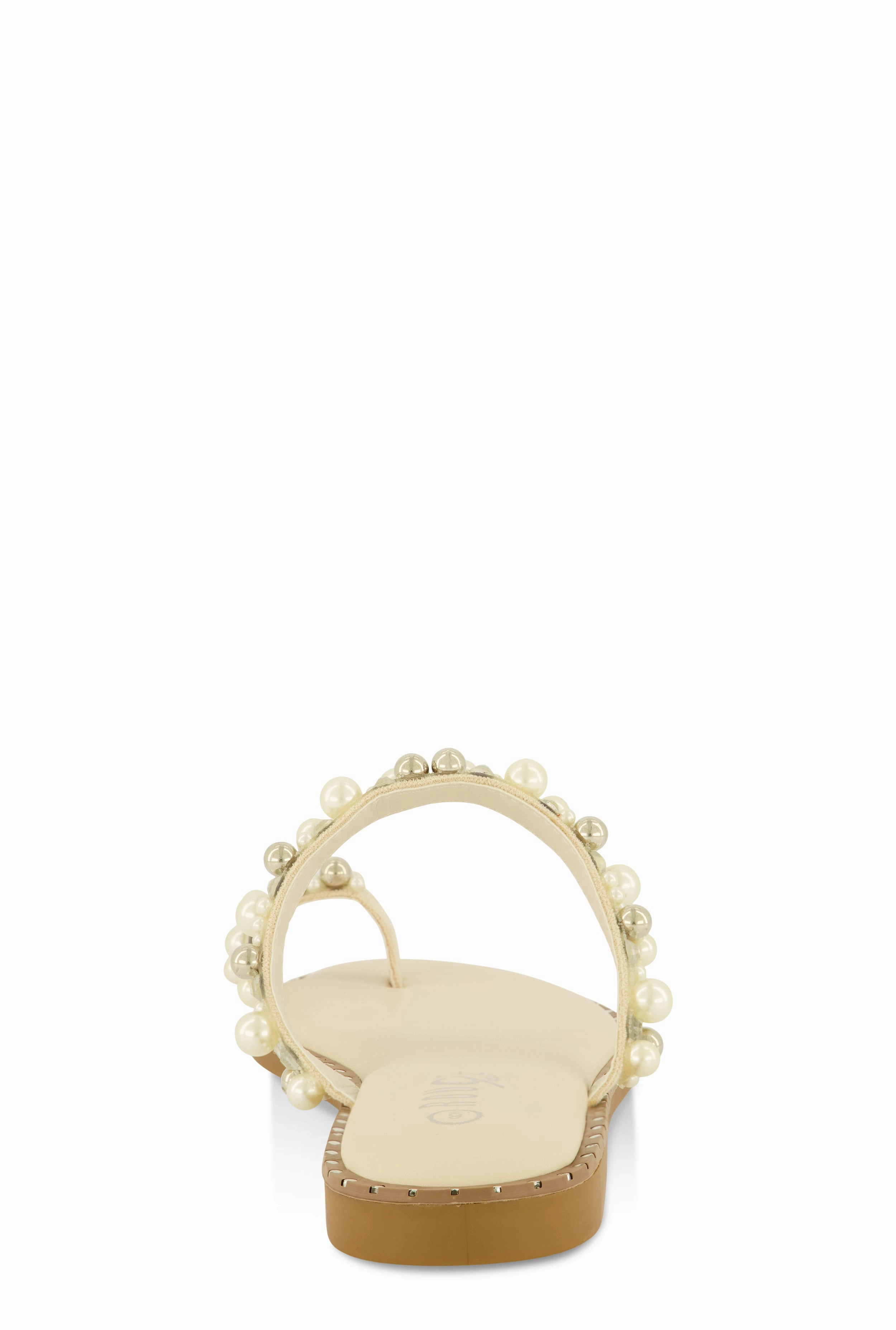Faux Pearl Rhinestone Toe Loop Slide Sandals