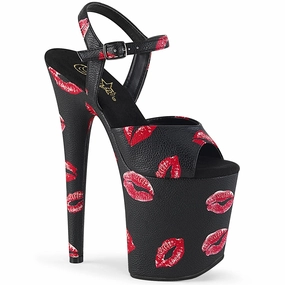 FLAMINGO-809 KISSES  Black Faux Leather/Black Faux Leather