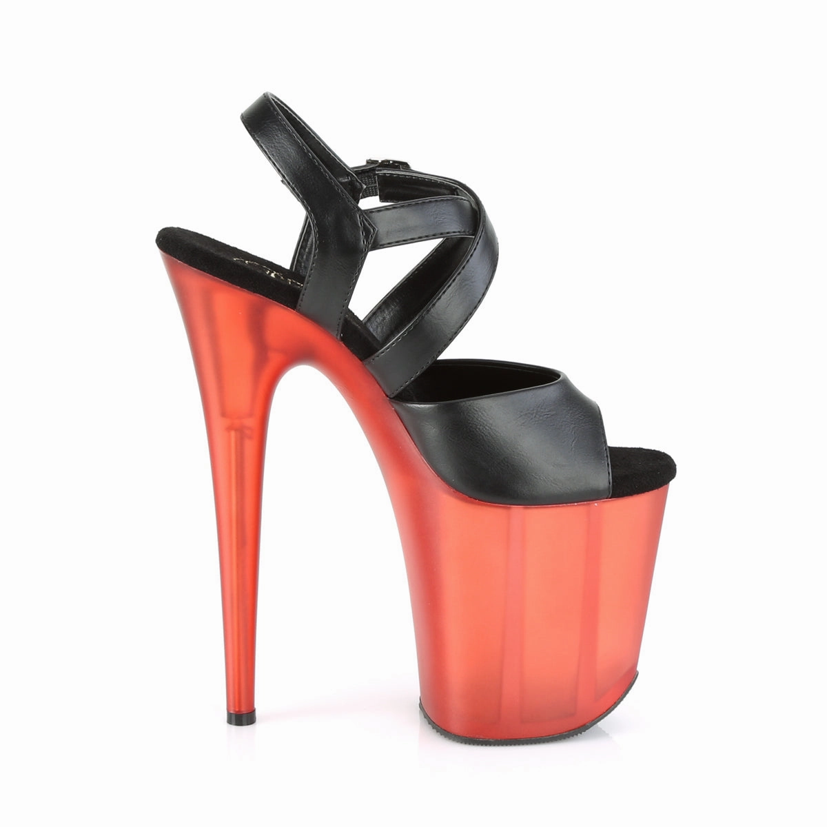 FLAMINGO-822T  Black Faux Leather/Frosted Red