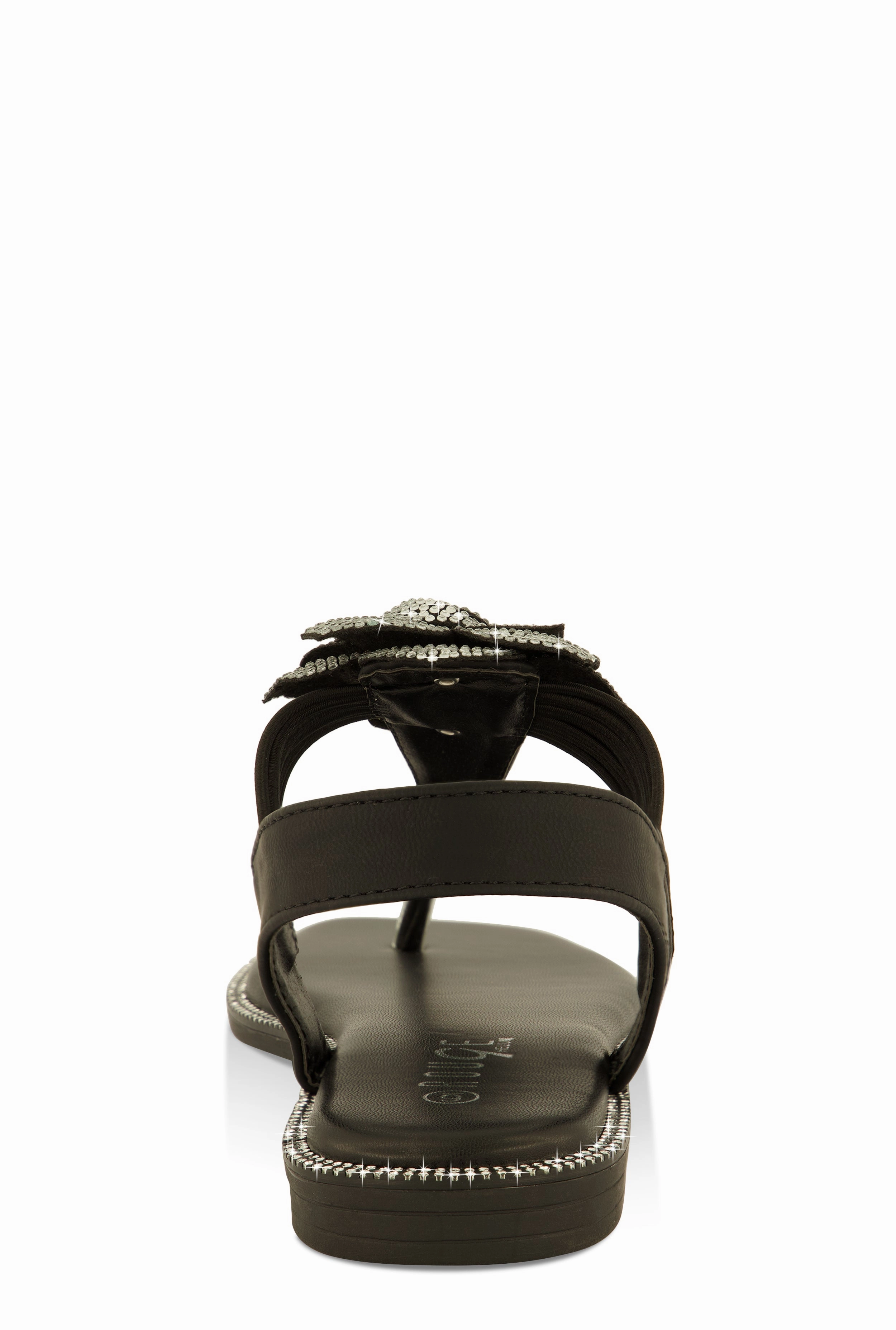 Flower Rhinestone Corded Thong Sandals