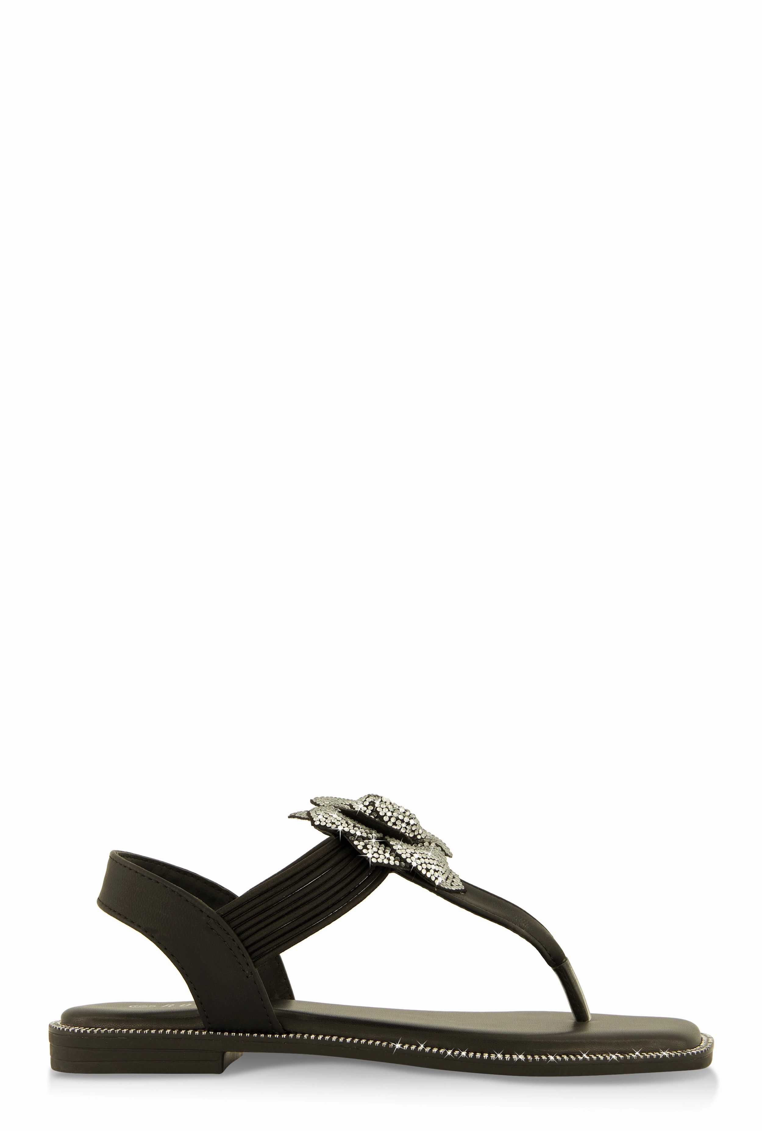 Flower Rhinestone Corded Thong Sandals