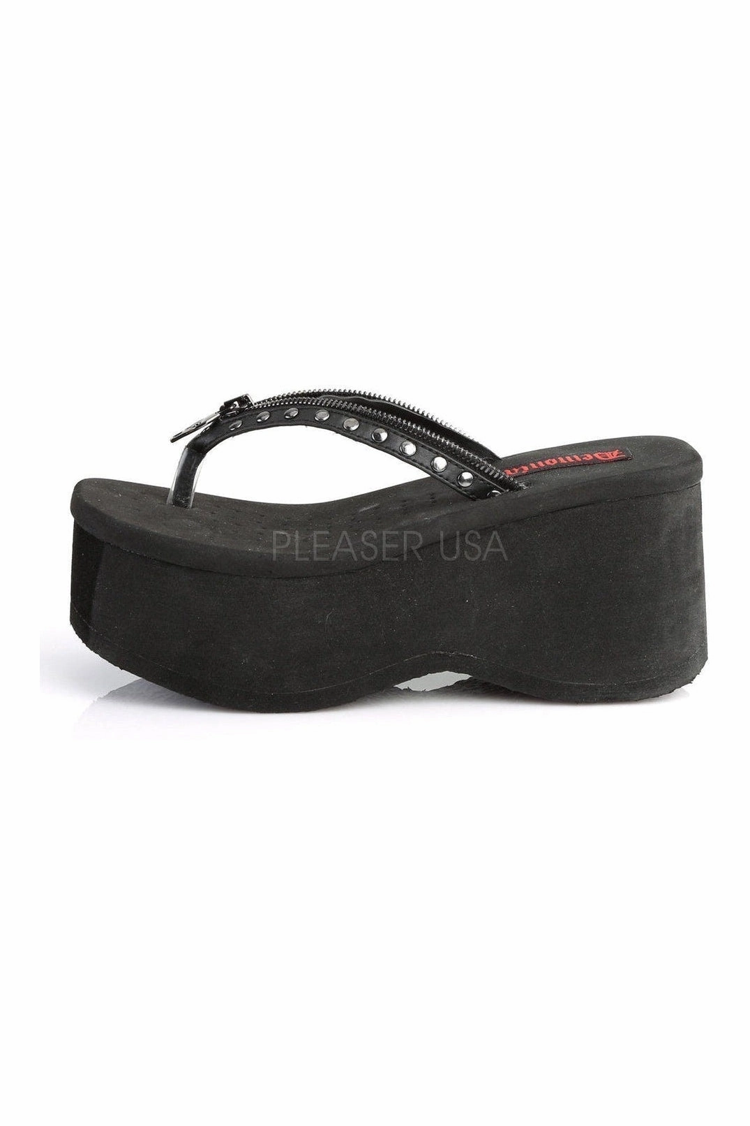 FUNN-33 Sandal | Black Faux Leather