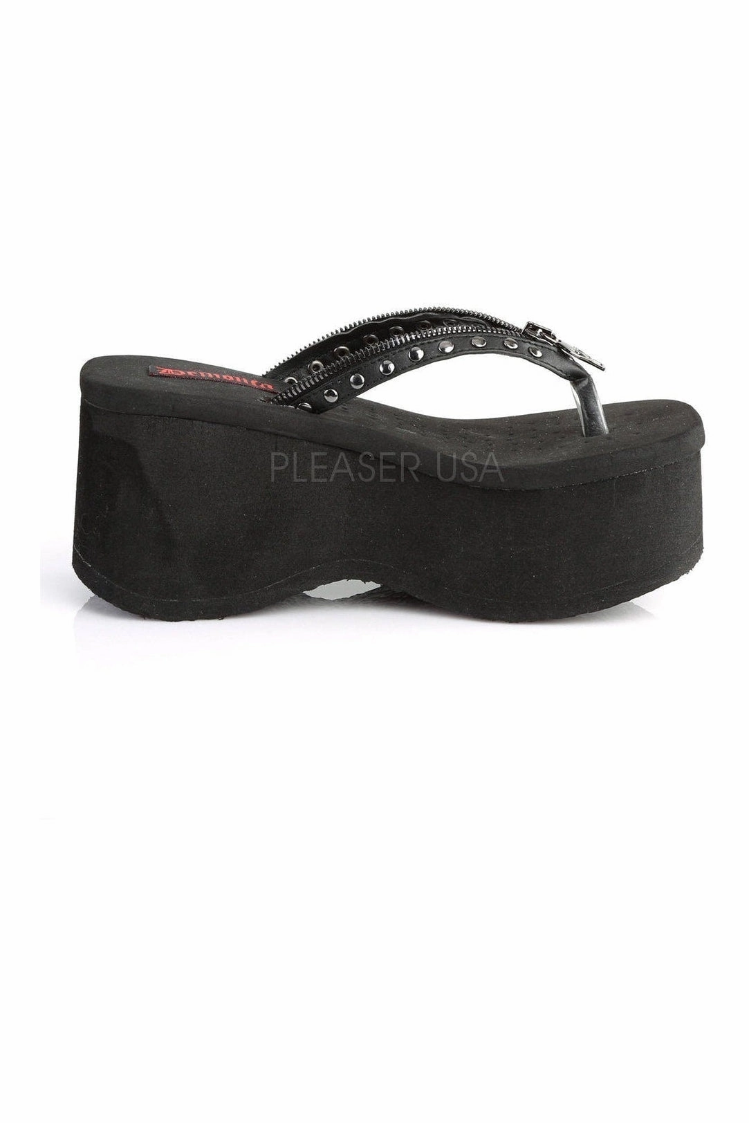 FUNN-33 Sandal | Black Faux Leather