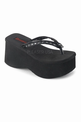 FUNN-33 Sandal | Black Faux Leather