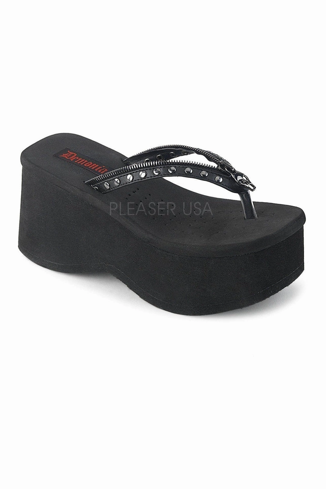 FUNN-33 Sandal | Black Faux Leather