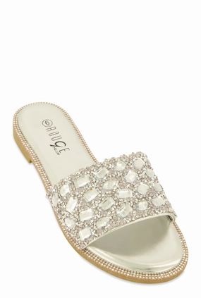 Gemstone Studded Slide Sandals