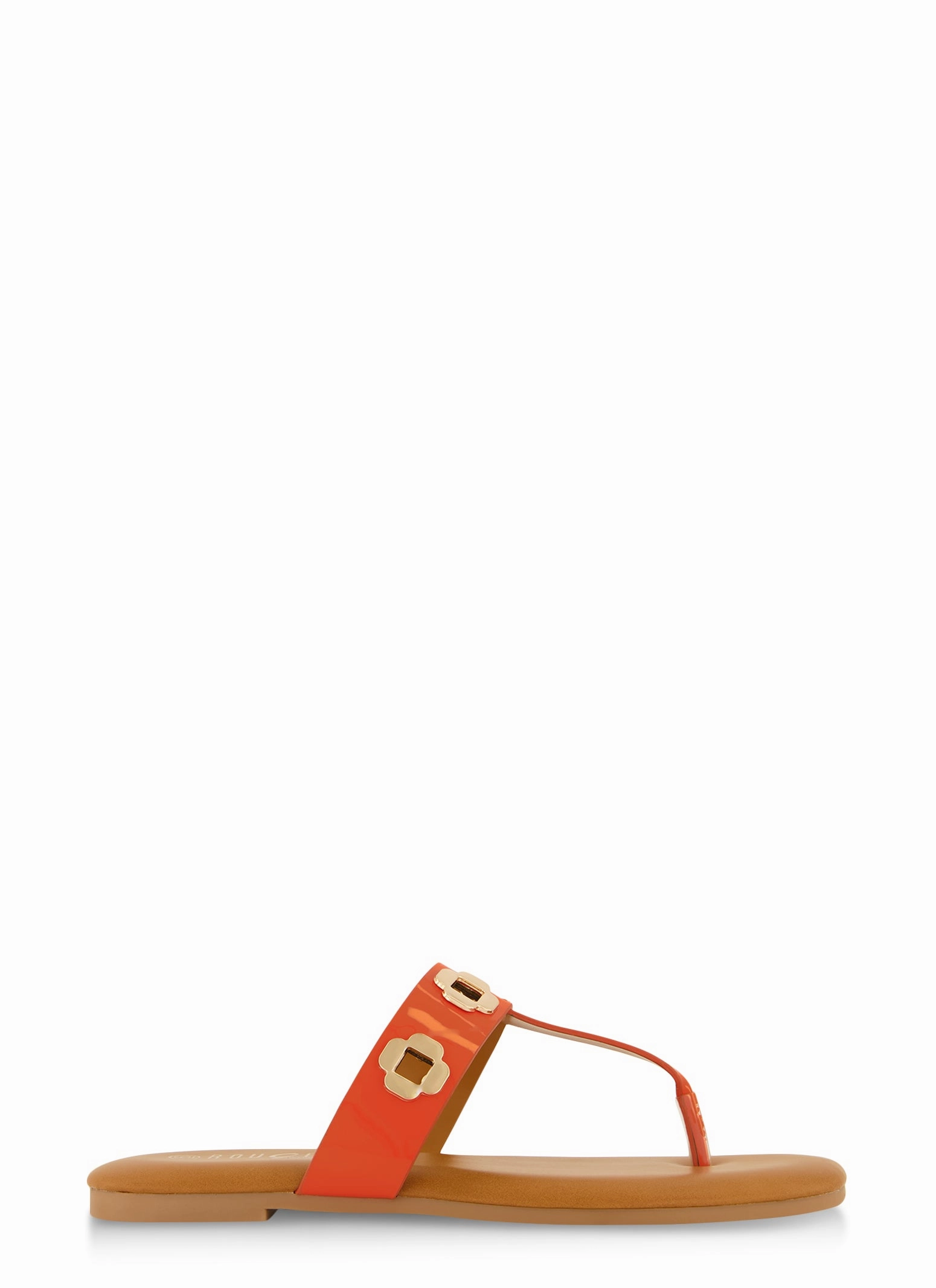 Geometric Metallic Eyelet Thong Slide Sandals