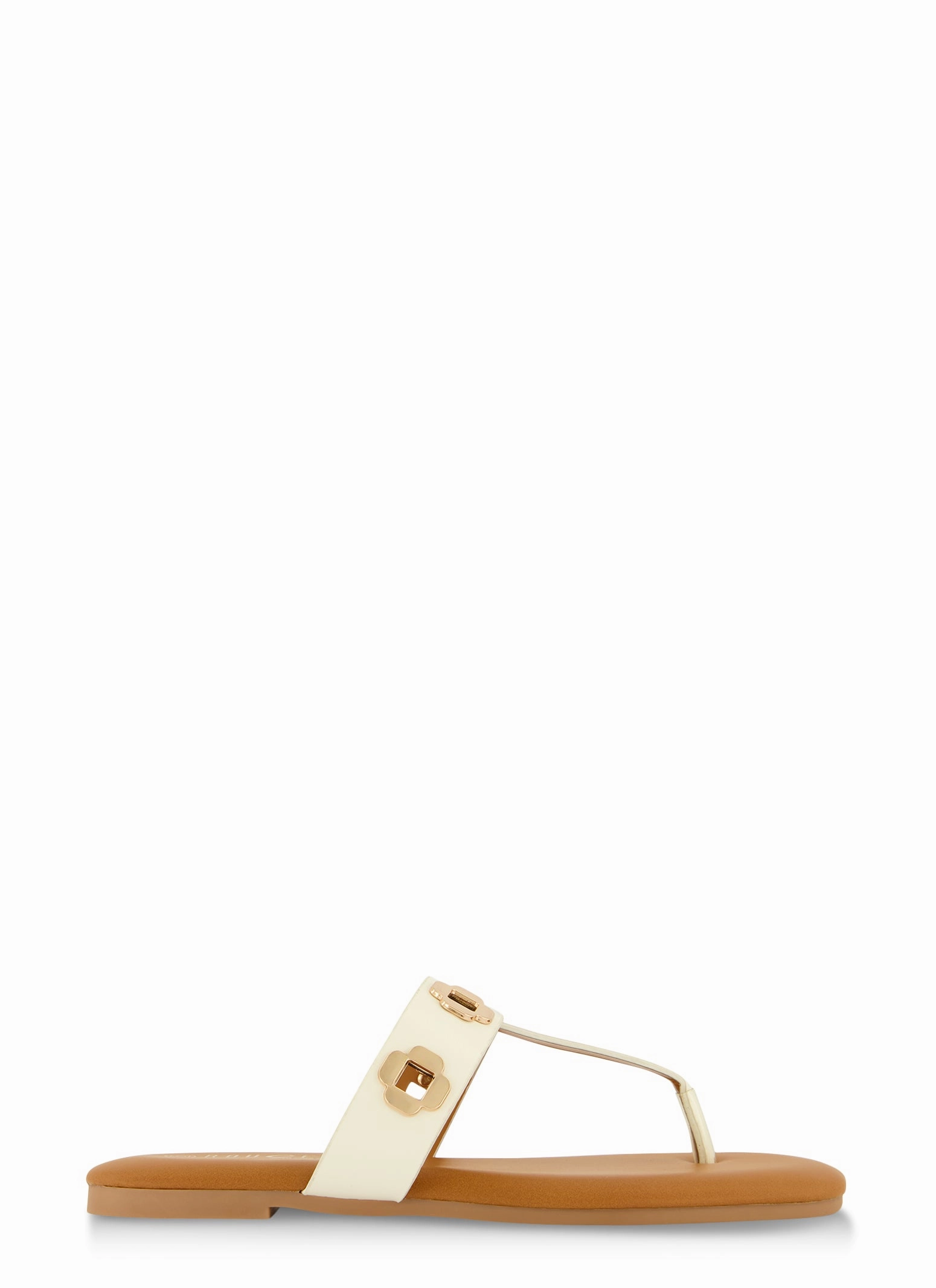Geometric Metallic Eyelet Thong Slide Sandals