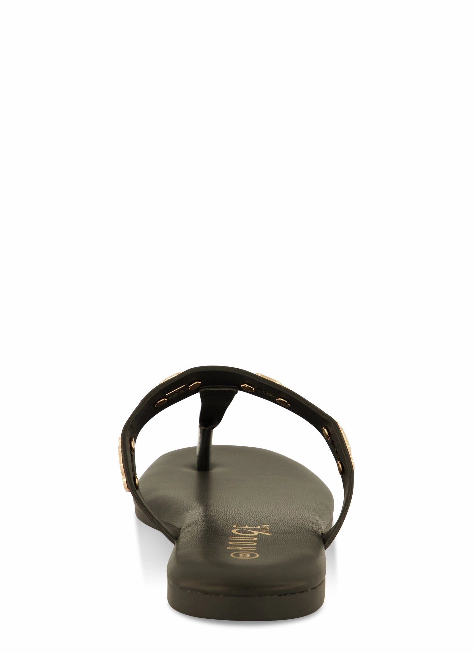 Geometric Metallic Eyelet Thong Slide Sandals