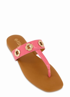Geometric Metallic Eyelet Thong Slide Sandals