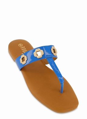 Geometric Metallic Eyelet Thong Slide Sandals