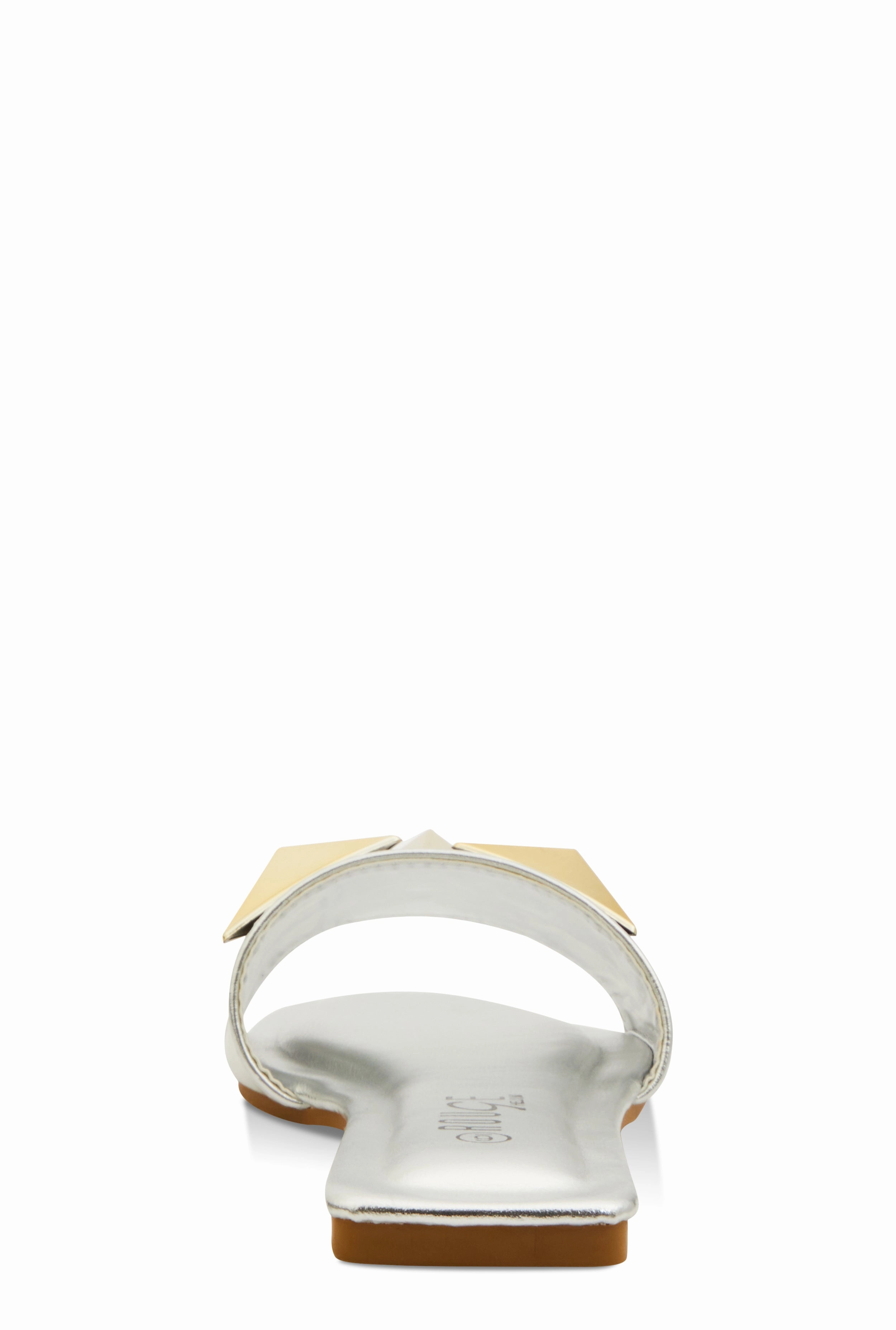 Geometric Metallic Pendant Slide Sandals