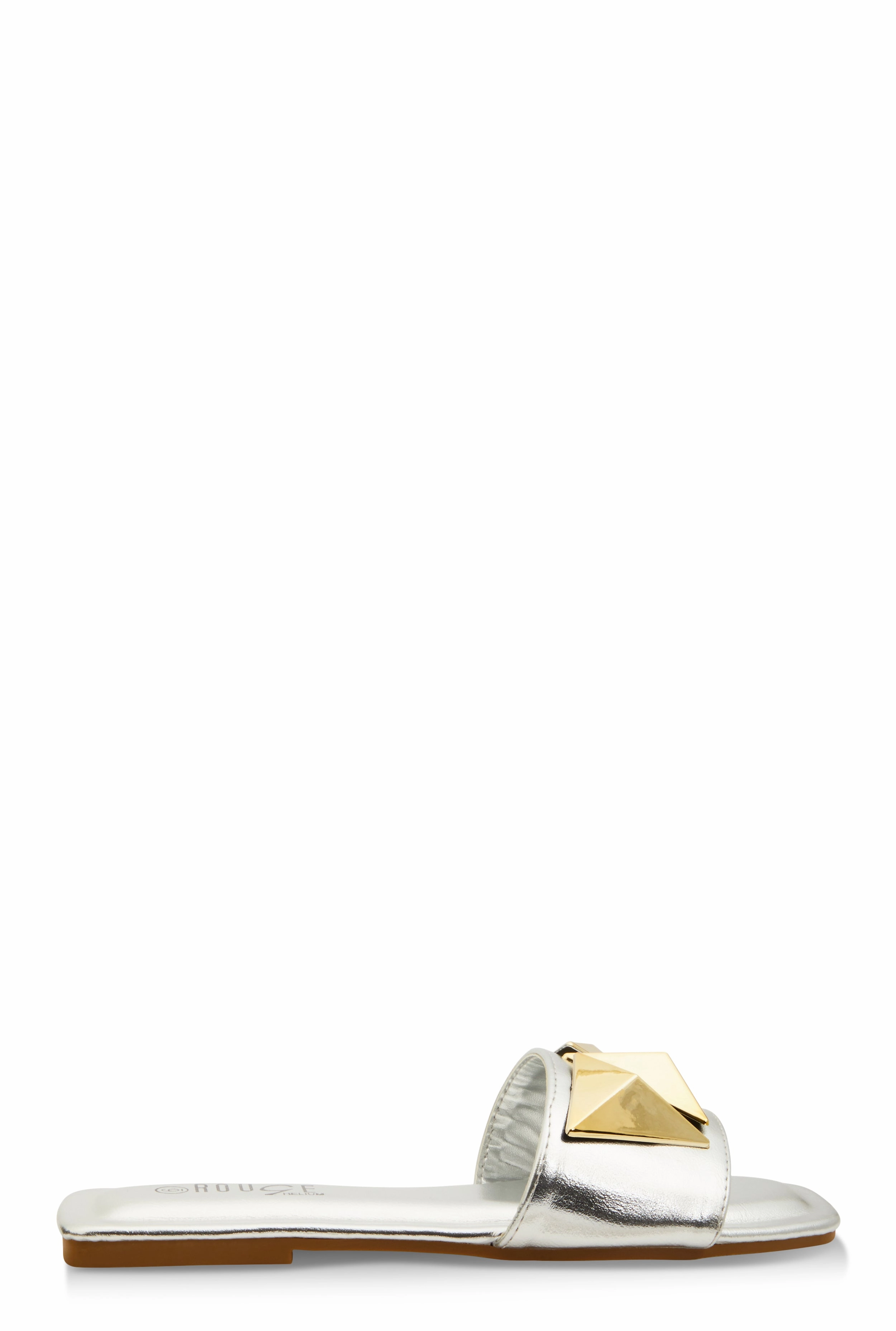 Geometric Metallic Pendant Slide Sandals