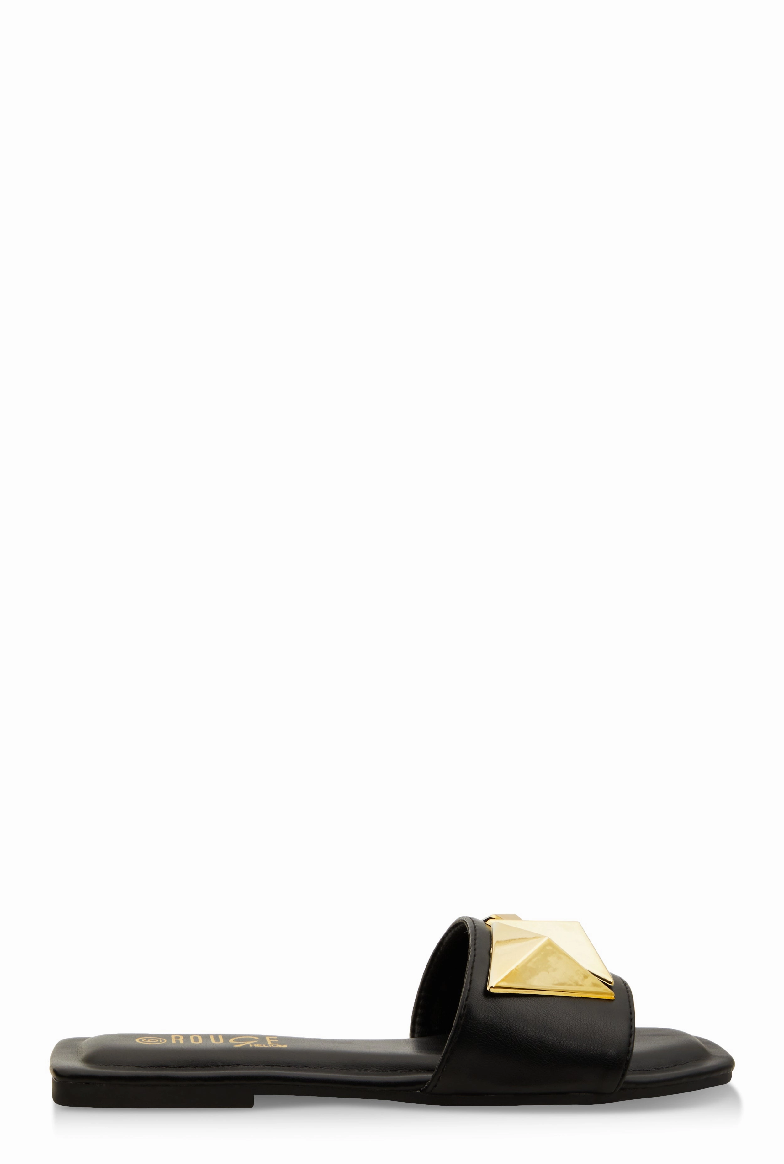 Geometric Metallic Pendant Slide Sandals