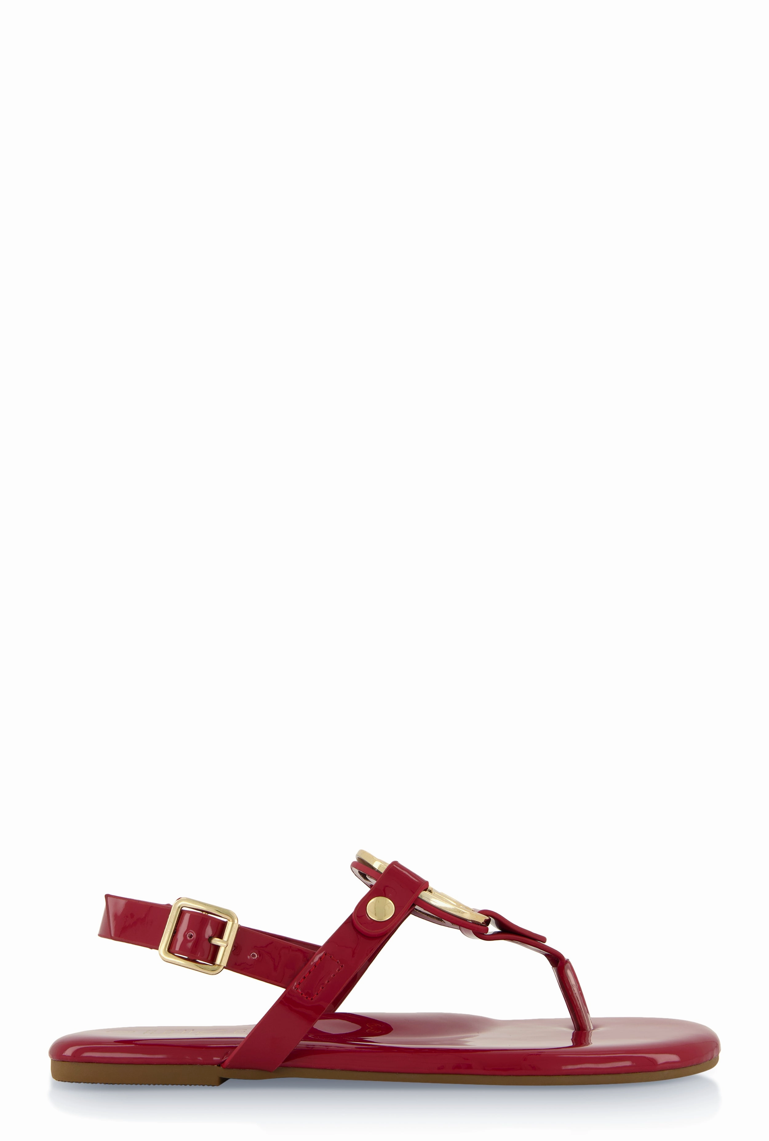 Geometric Pendant Ankle Strap Thong Sandals