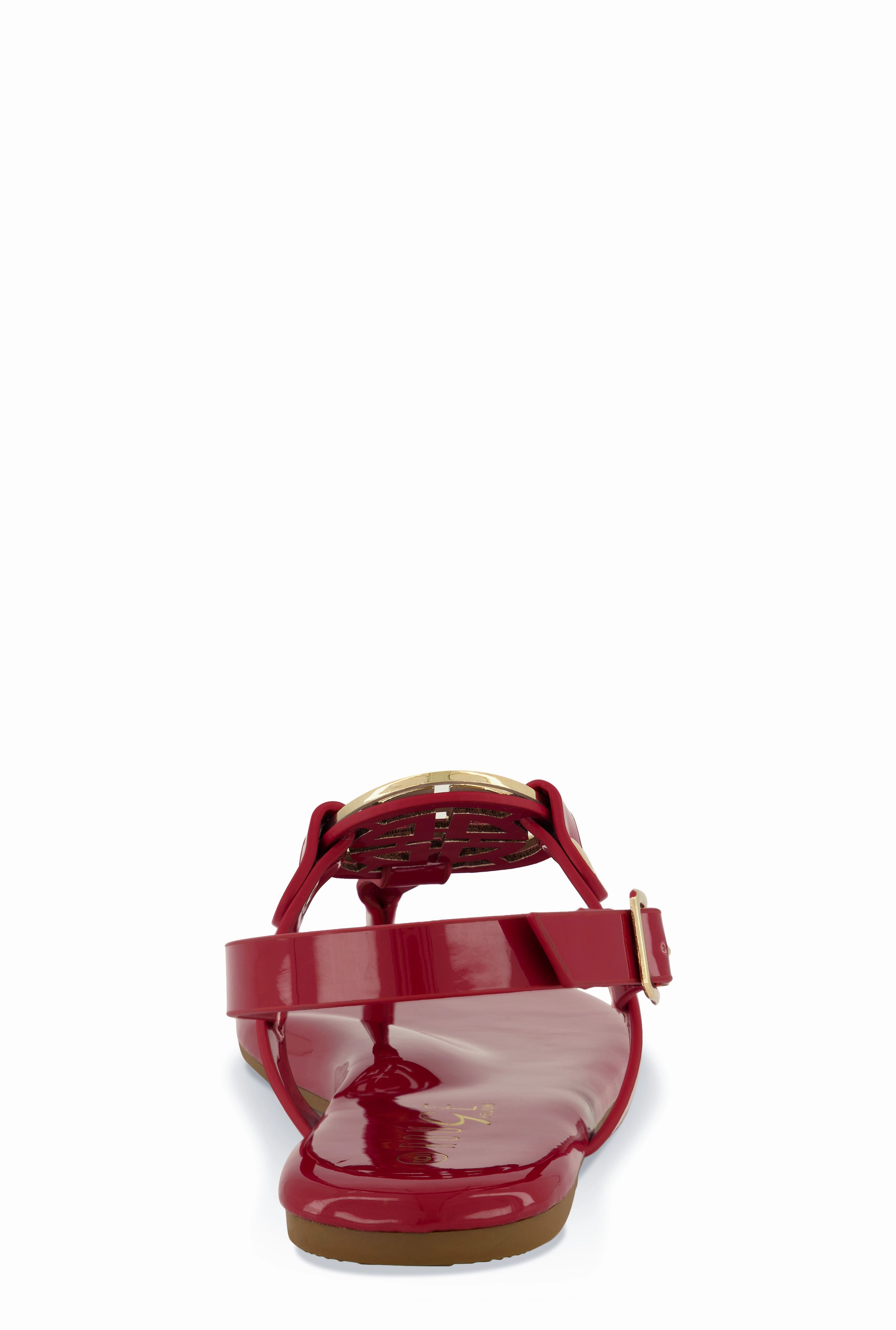 Geometric Pendant Ankle Strap Thong Sandals