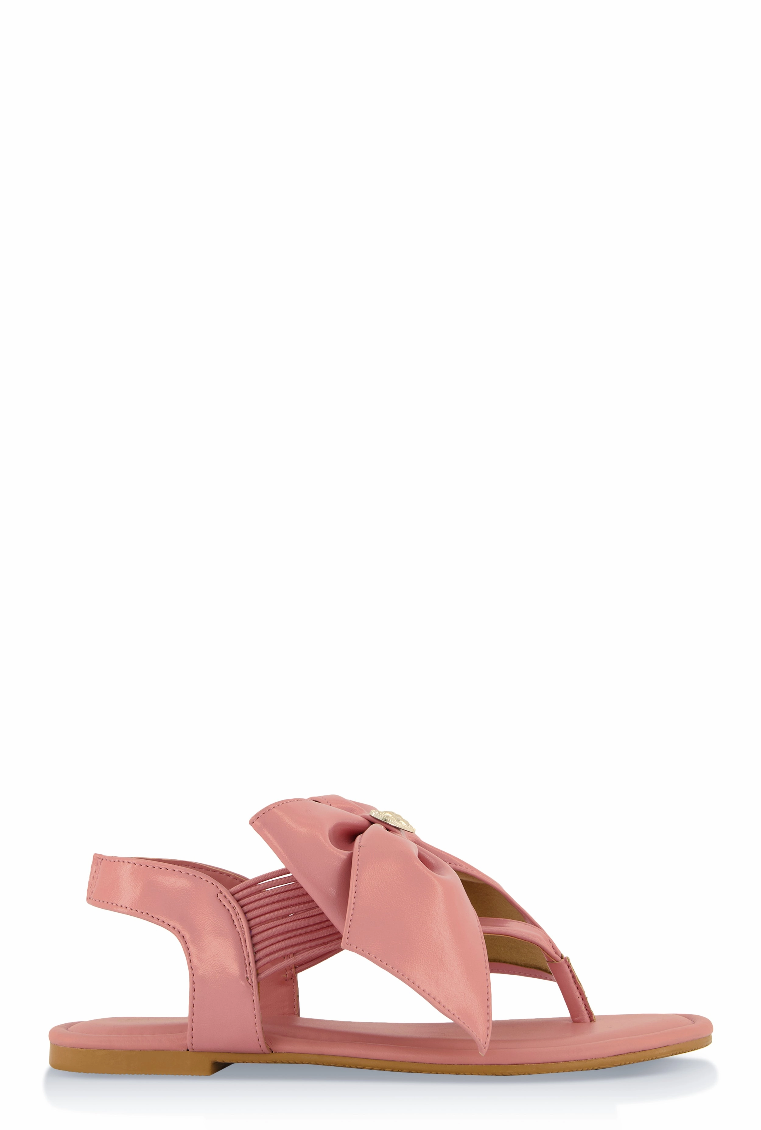 Heart Charm Bow Corded Thong Sandals