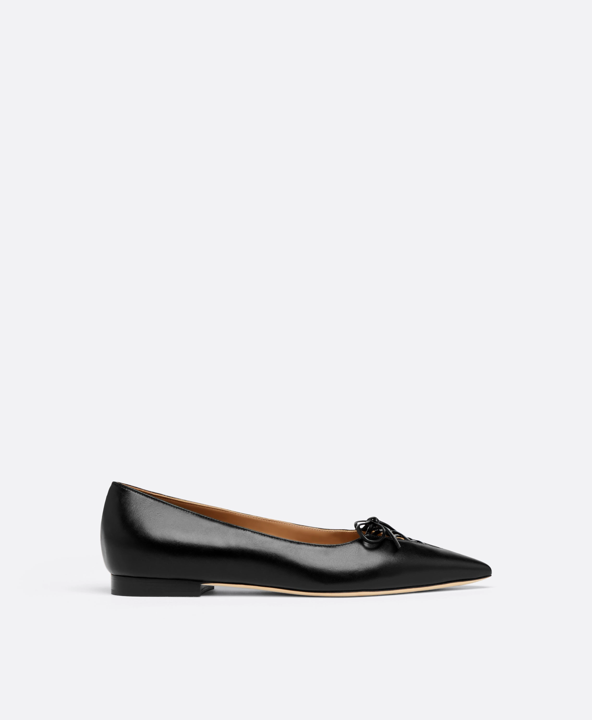 Hedy Black Leather Flat Pumps