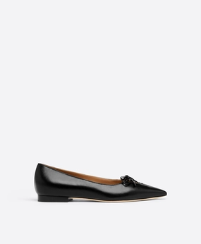 Hedy Black Leather Flat Pumps