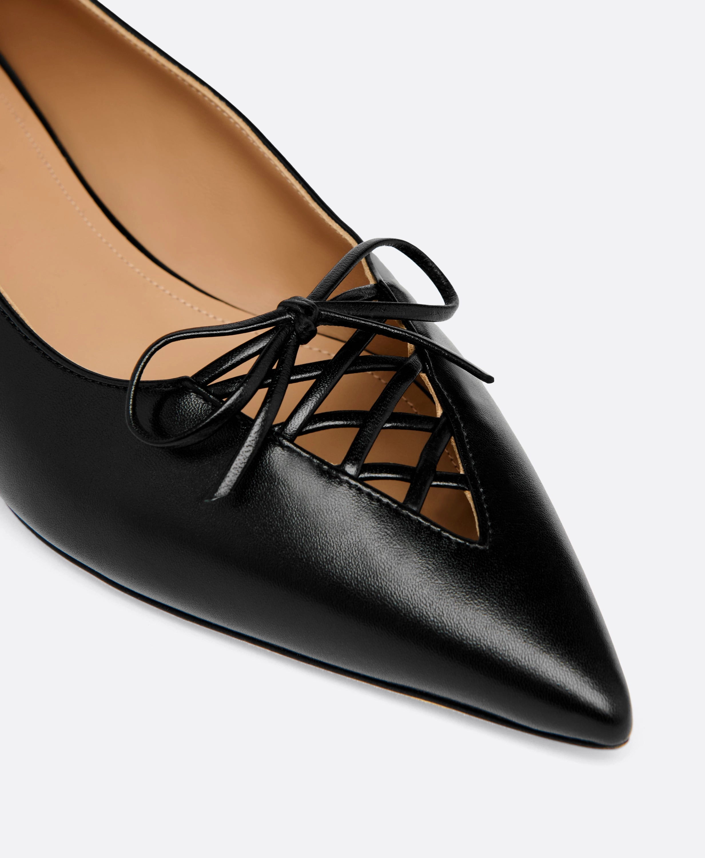 Hedy Black Leather Flat Pumps
