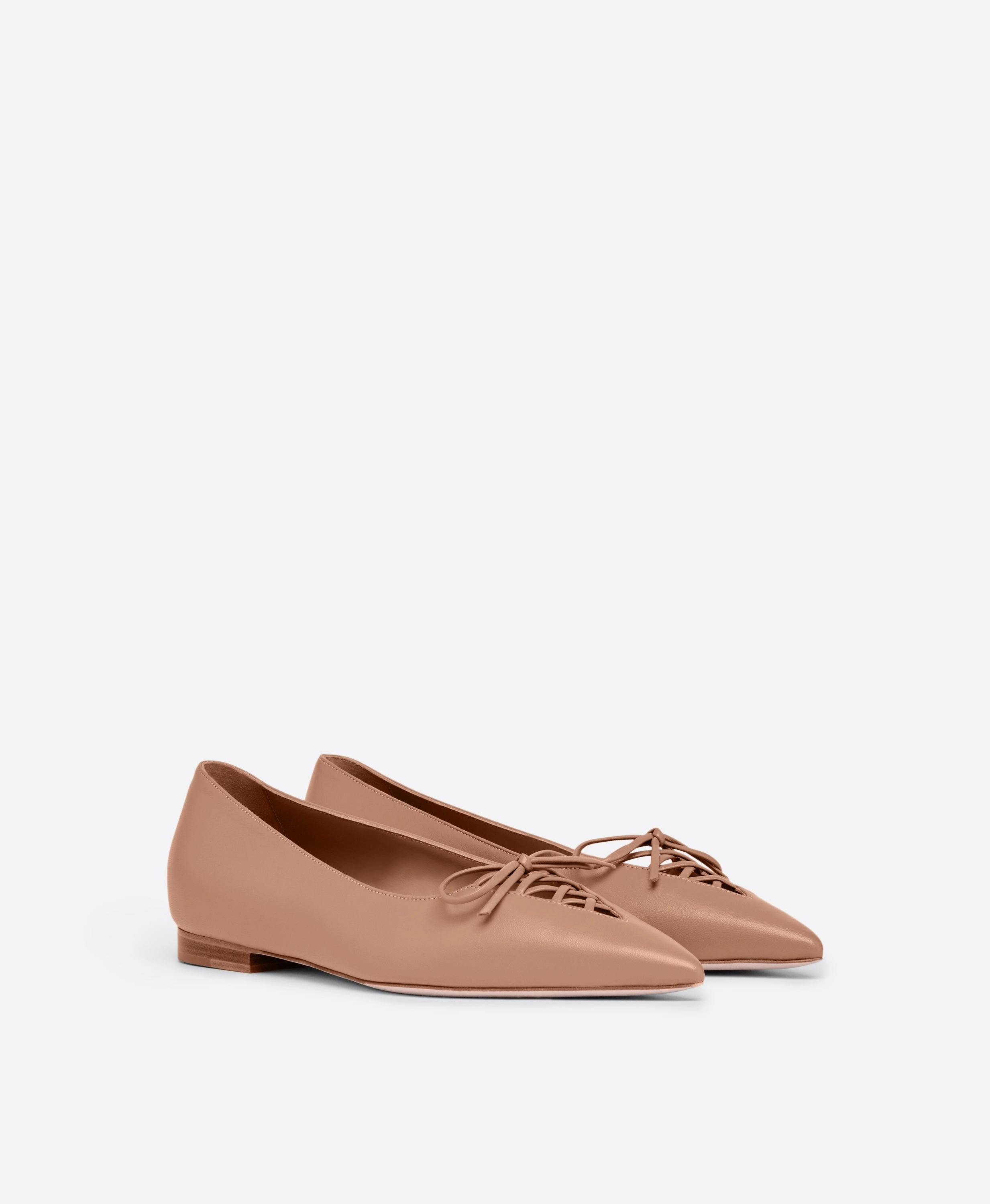 Hedy Blush Leather Flat Pumps