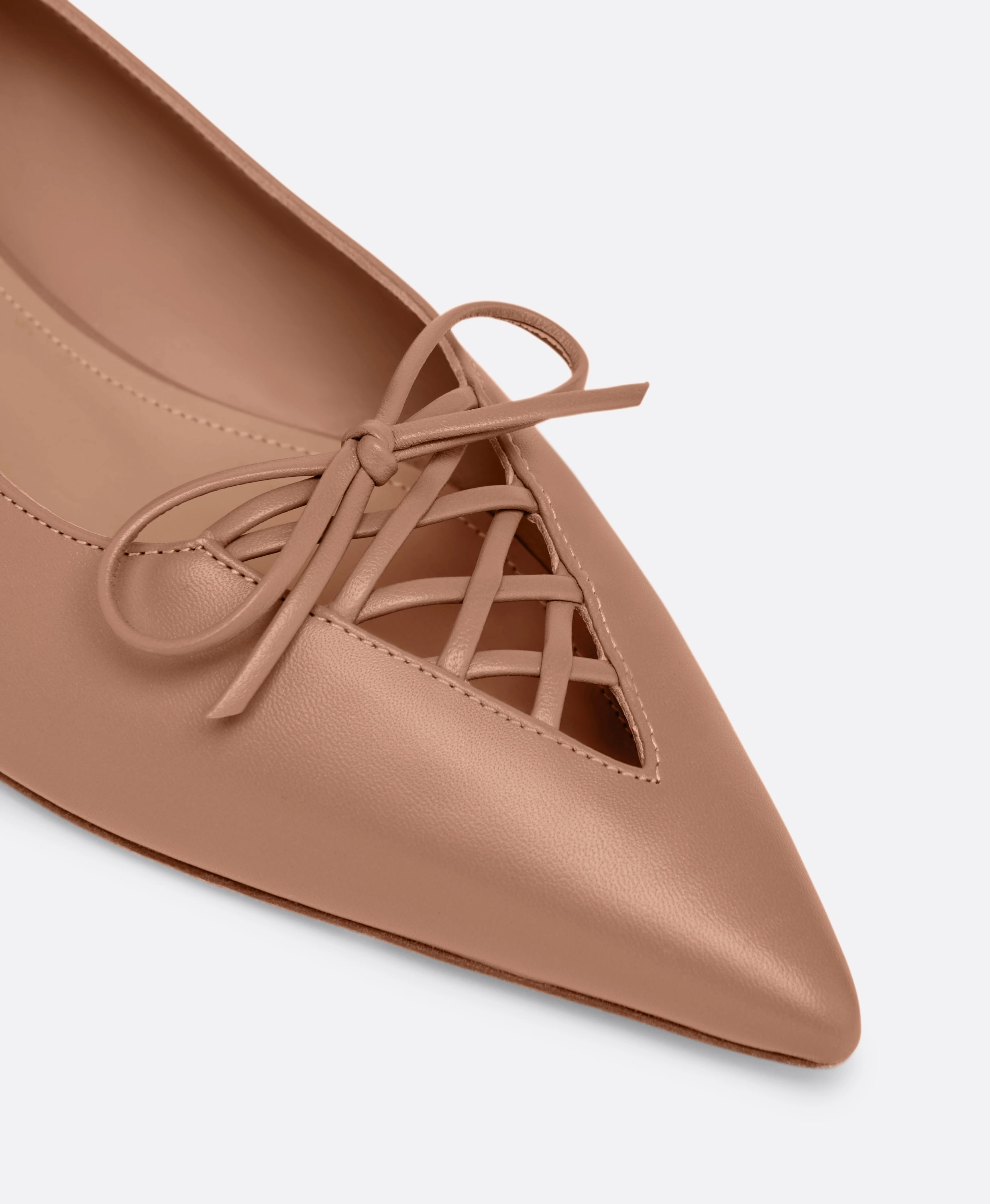 Hedy Blush Leather Flat Pumps