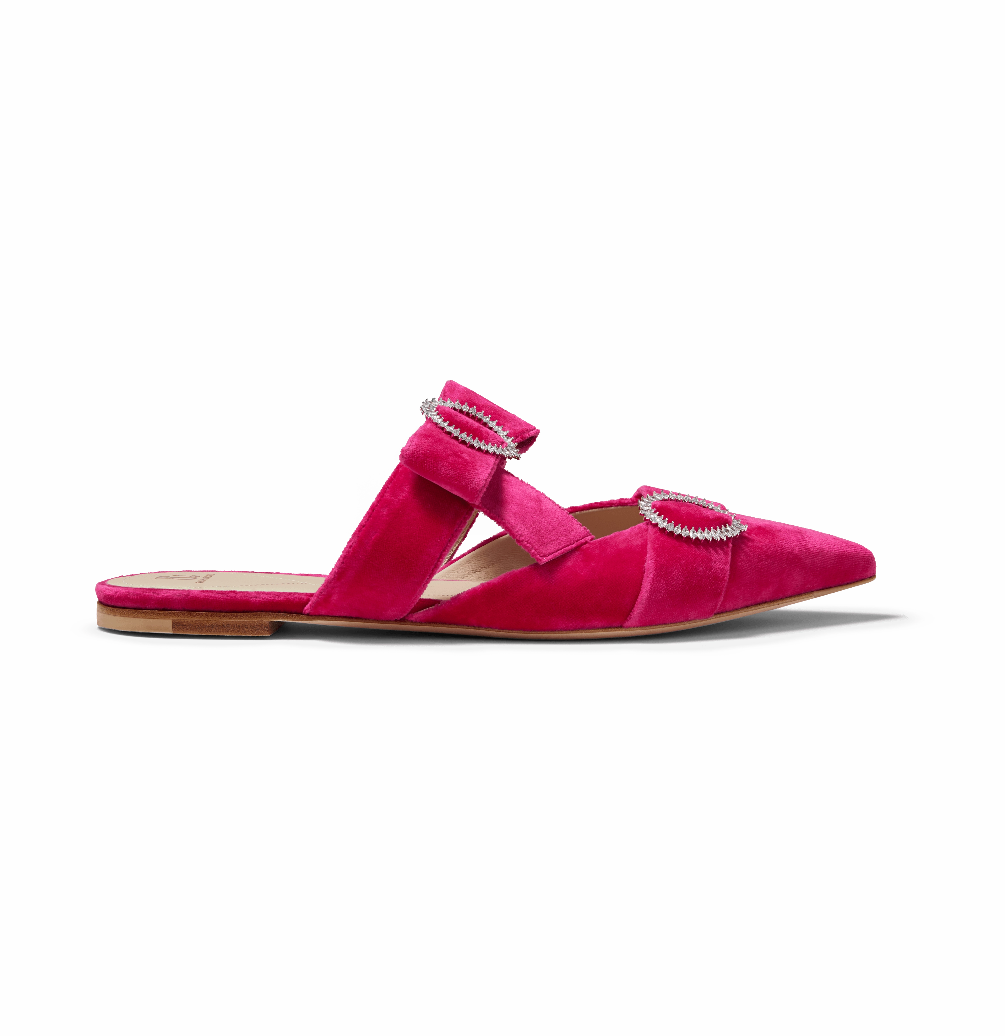 Hot Pink Velvet Flat Bow Mules