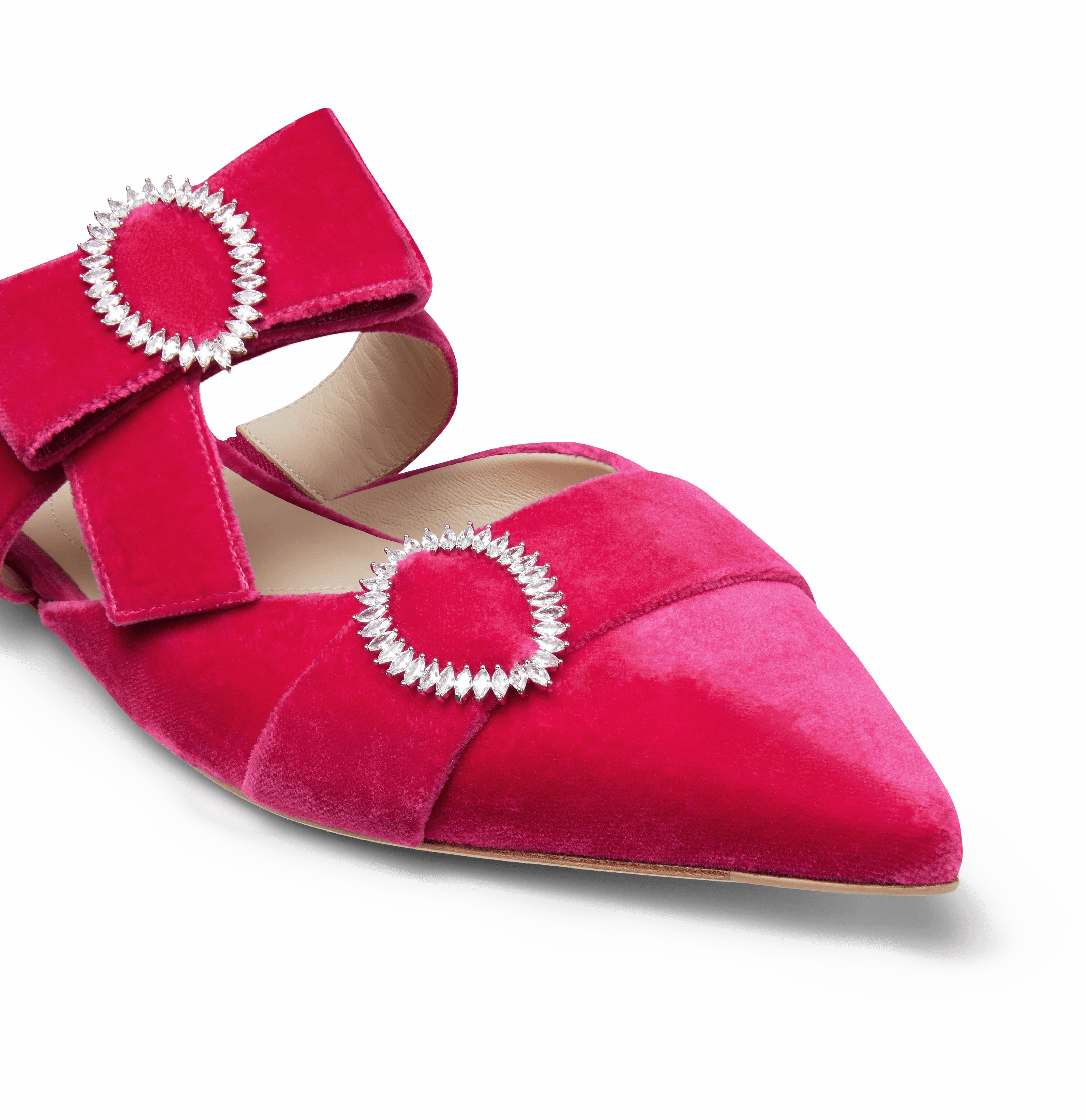 Hot Pink Velvet Flat Bow Mules