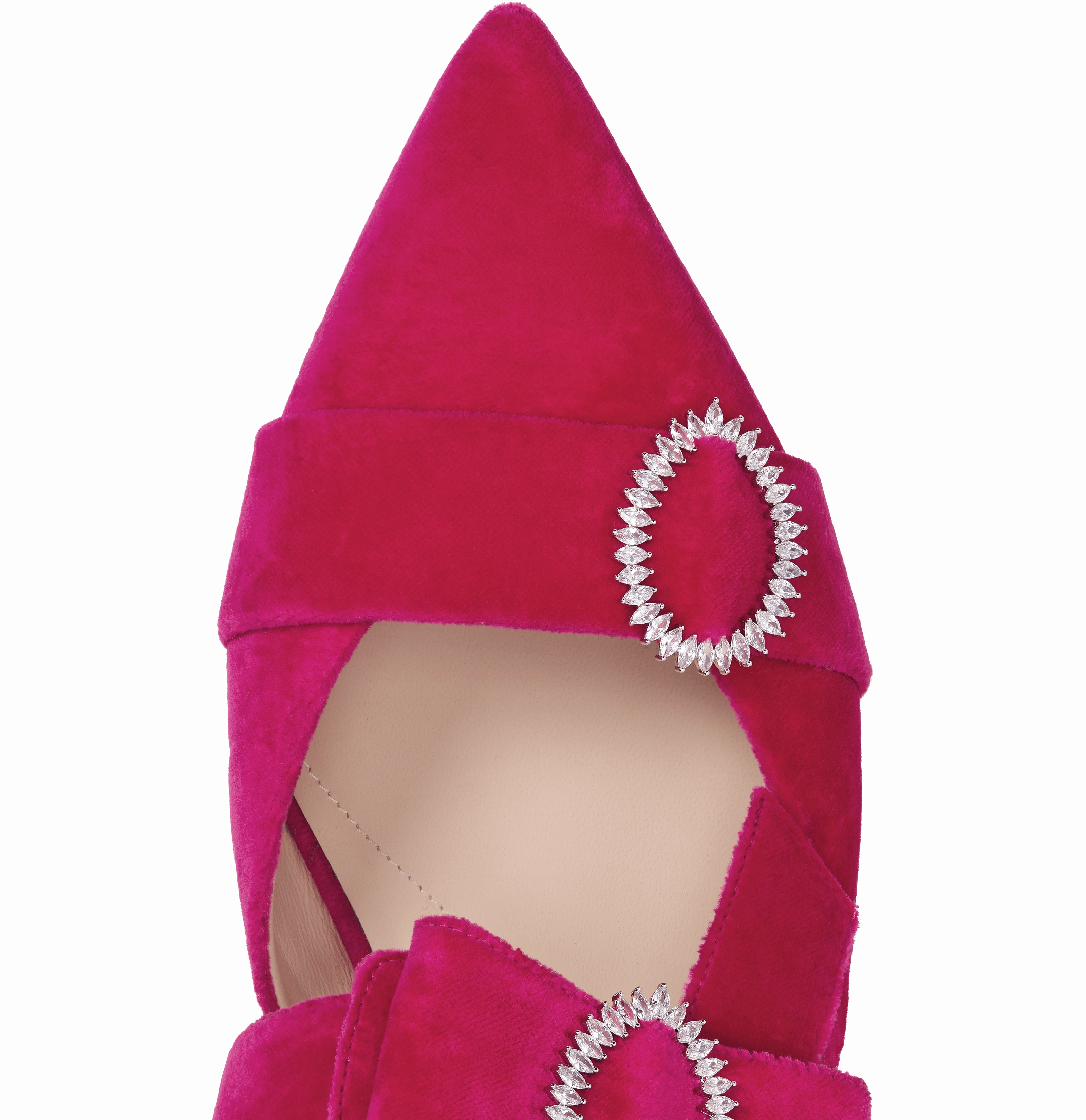 Hot Pink Velvet Flat Bow Mules