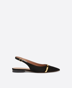 Jama Black Suede Flat Slingbacks