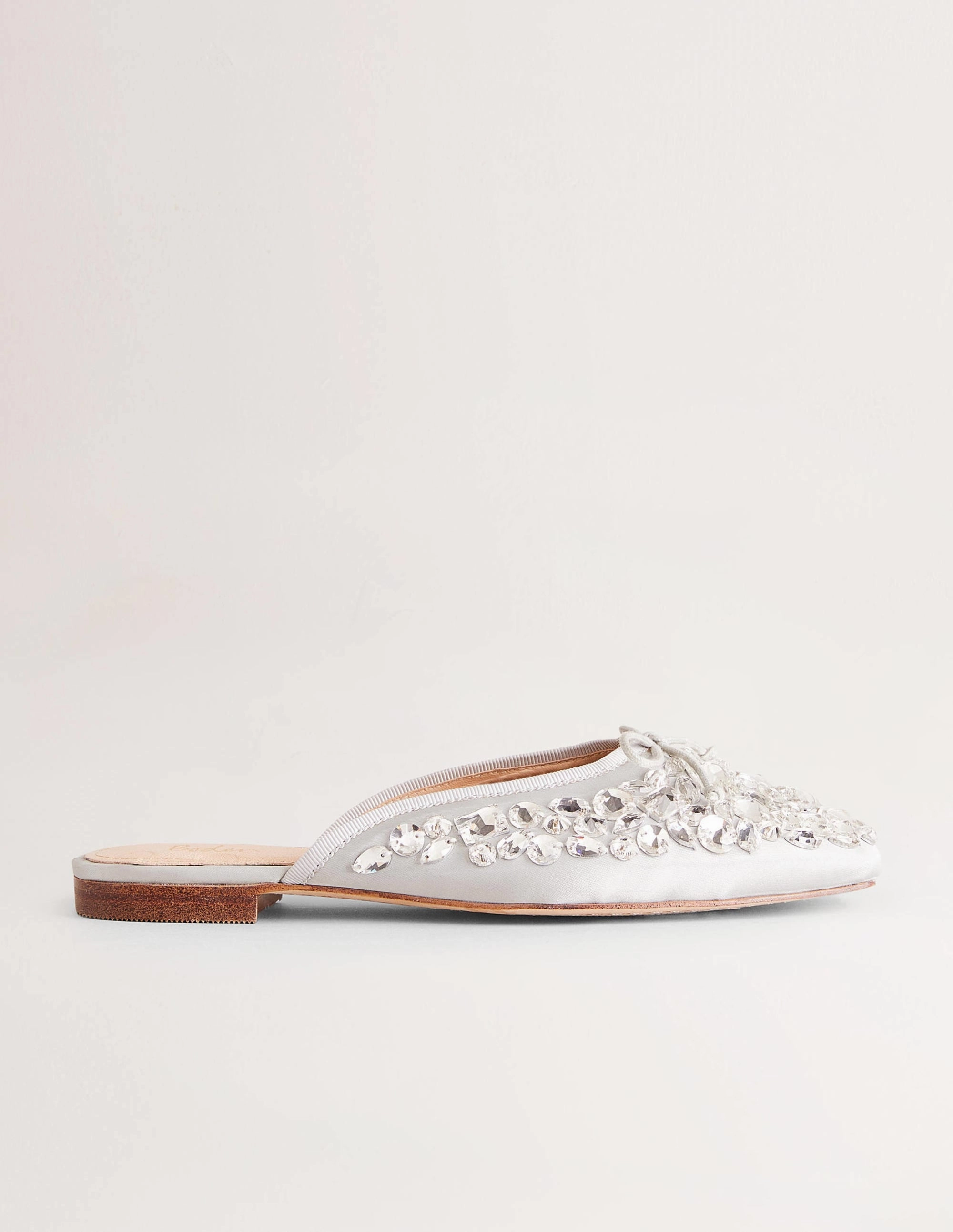 Jewelled Flat Mules-Silver