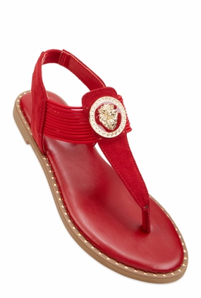 Lion Pendant Corded Thong Sandals