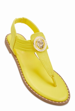 Lion Pendant Corded Thong Sandals
