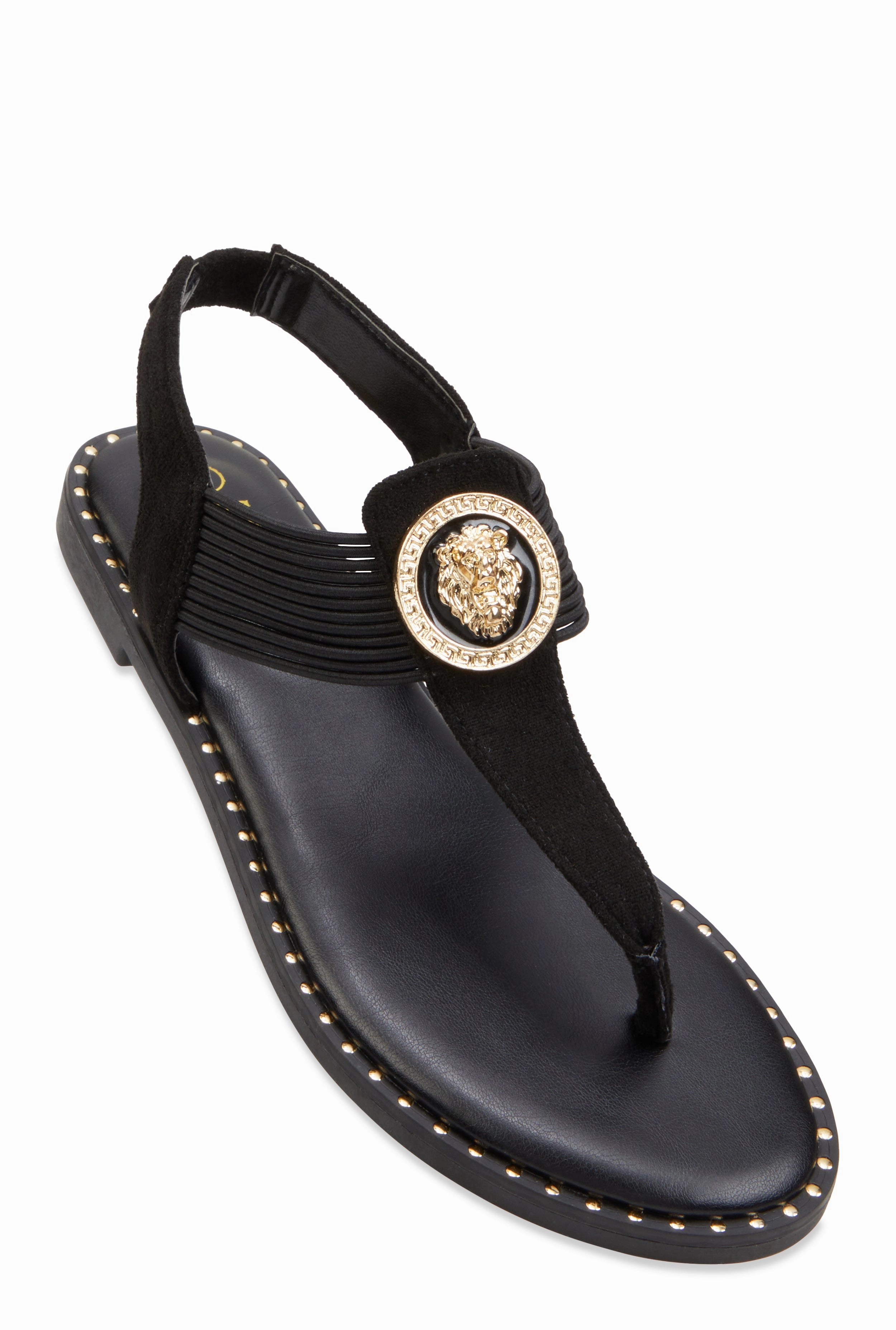 Lion Pendant Corded Thong Sandals