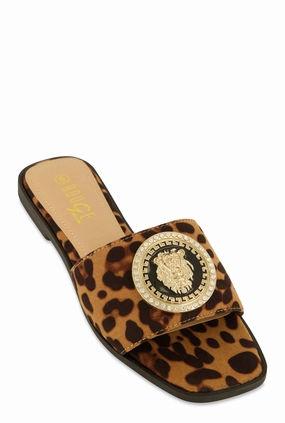 Lion Pendant Slide Sandals