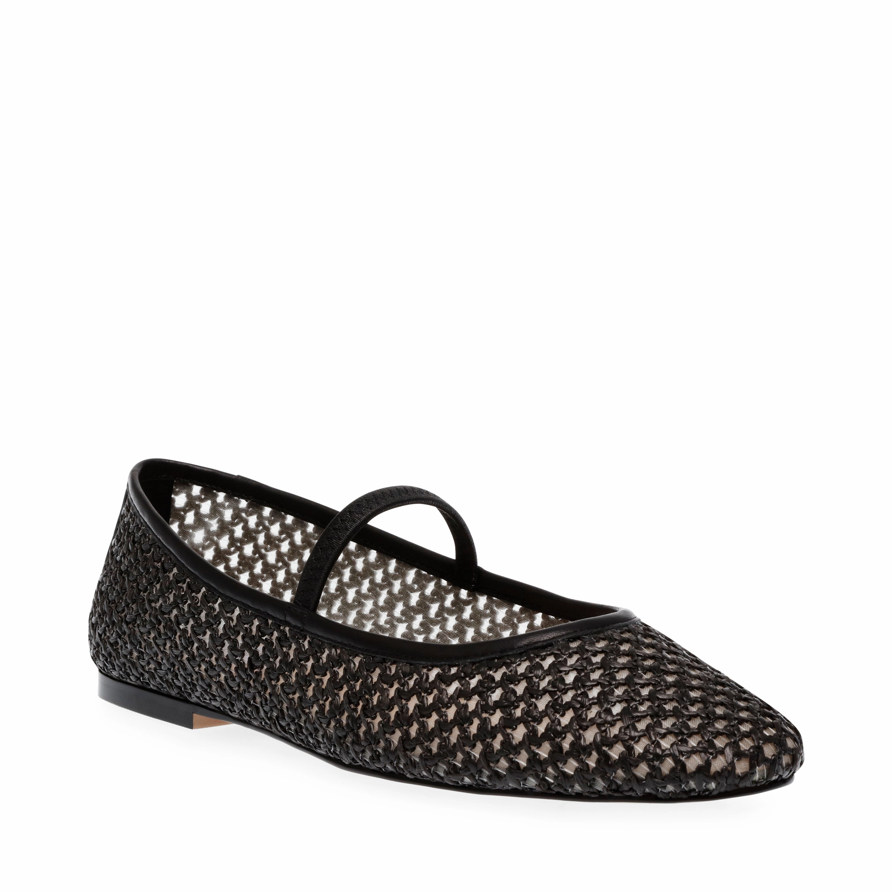 Majorca Flat Shoe BLK RAFFIA