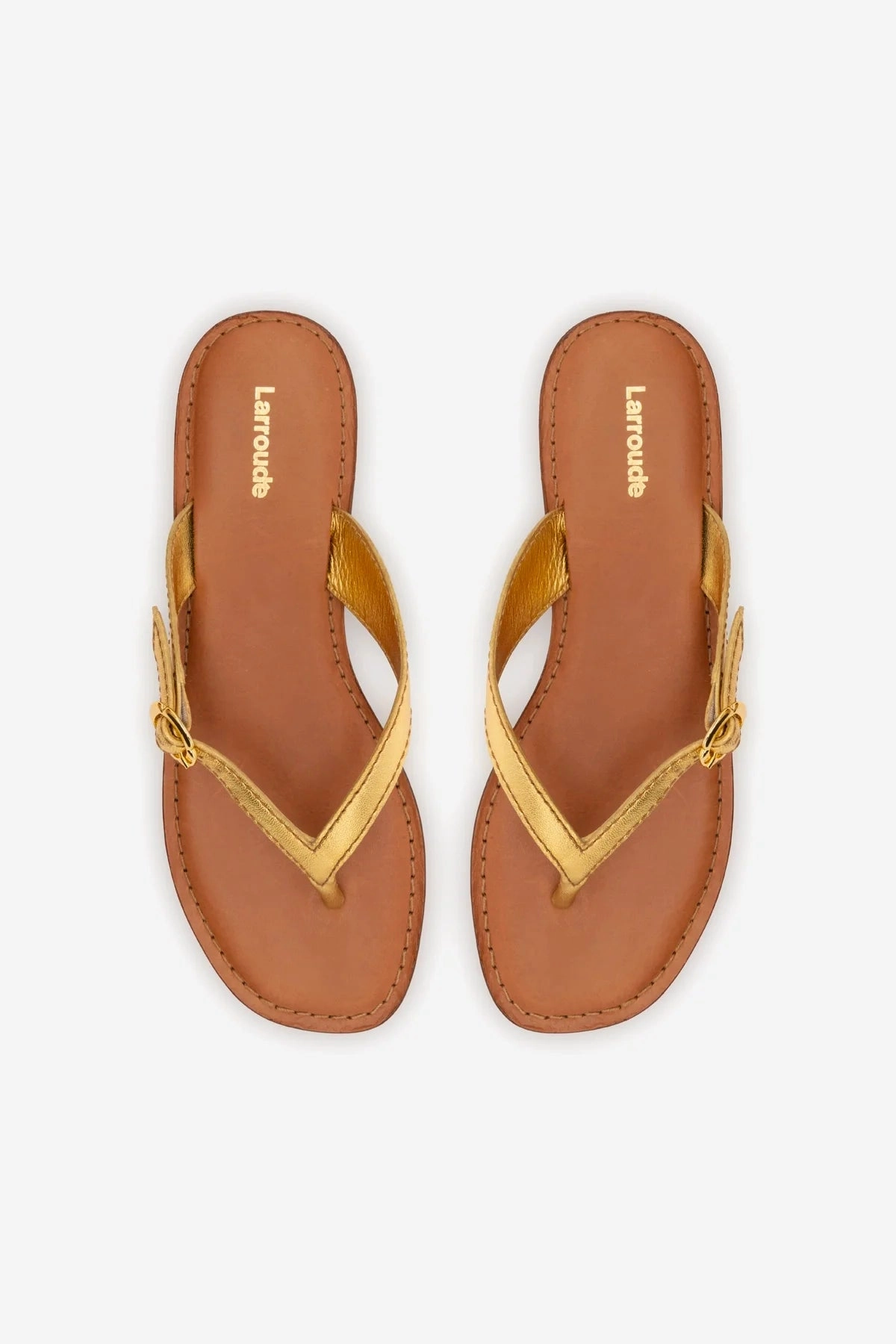 Mary Kate Flat Sandal In Gold Metallic Leather