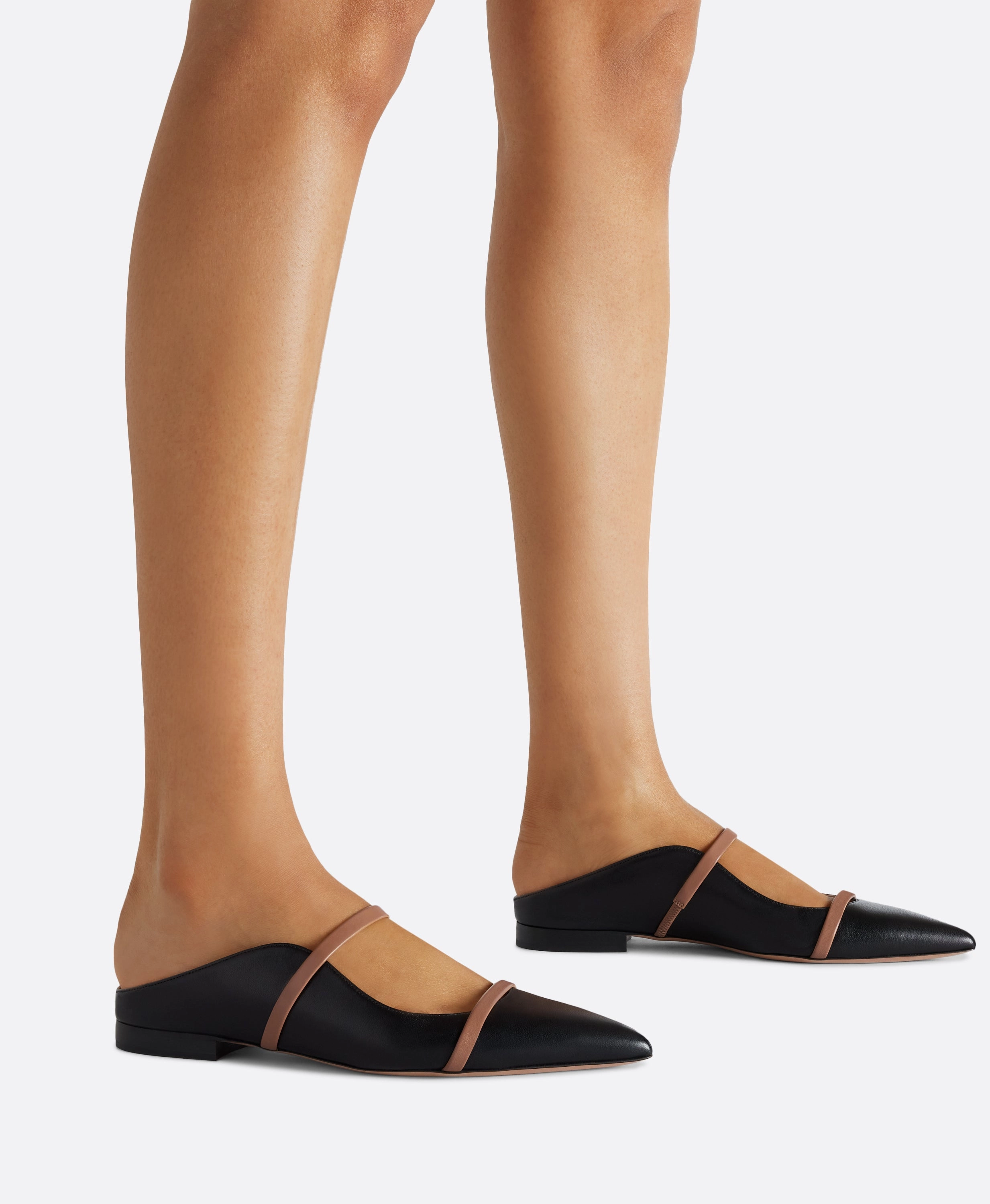 Maureen Black & Blush Leather Flats