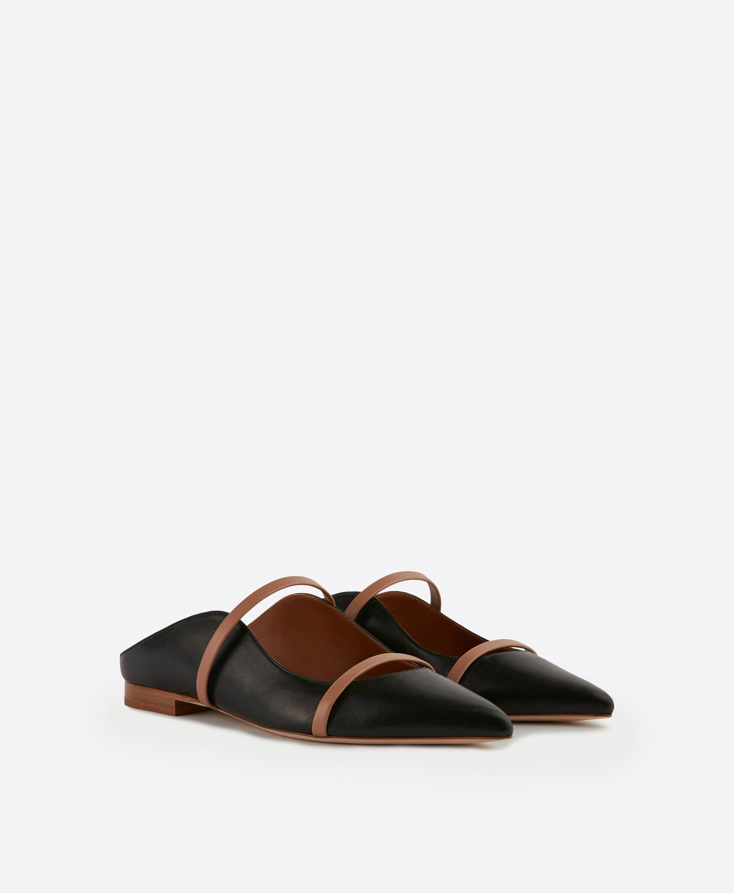 Maureen Black & Blush Leather Flats