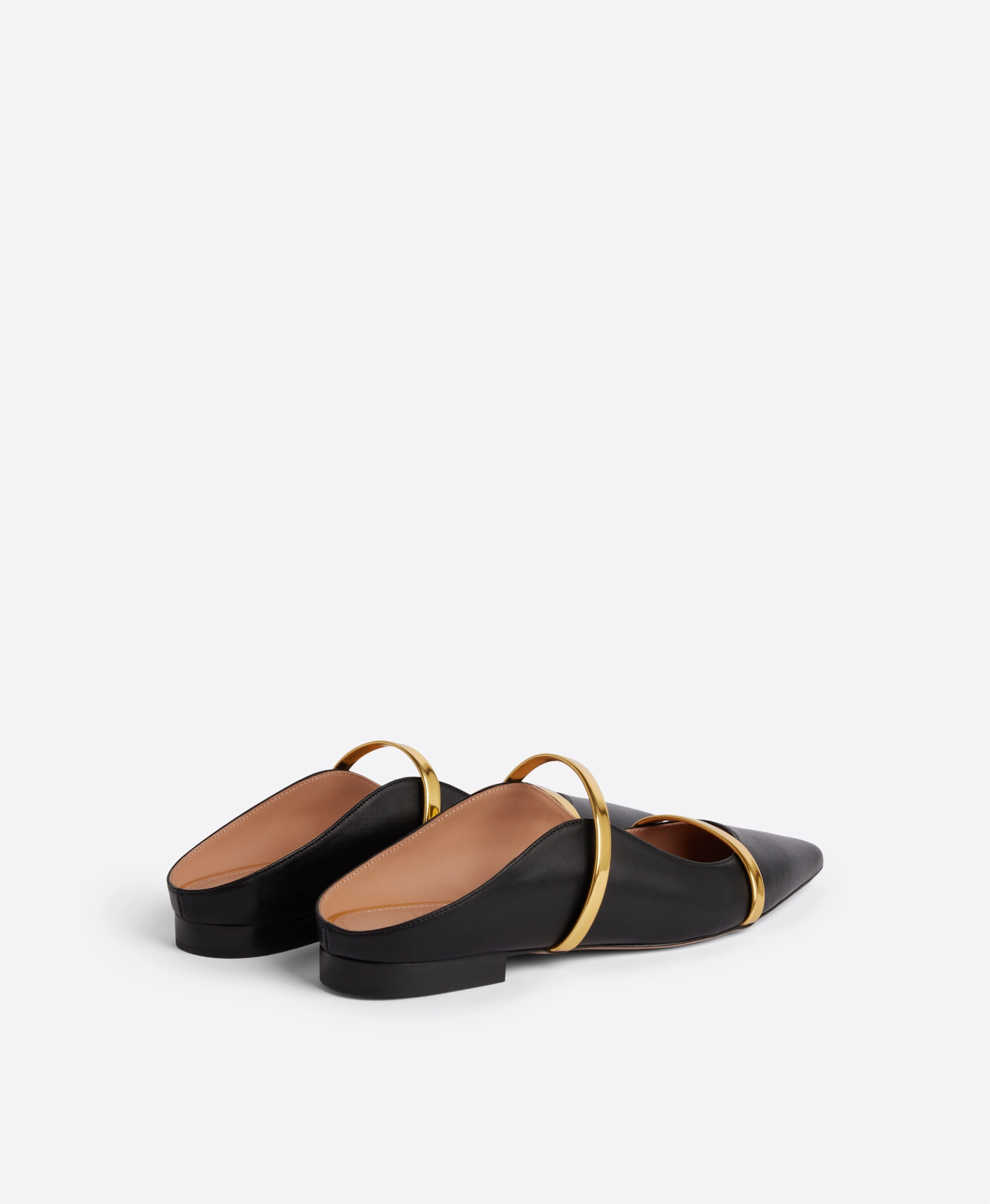 Maureen Black & Gold Leather Flat Mules