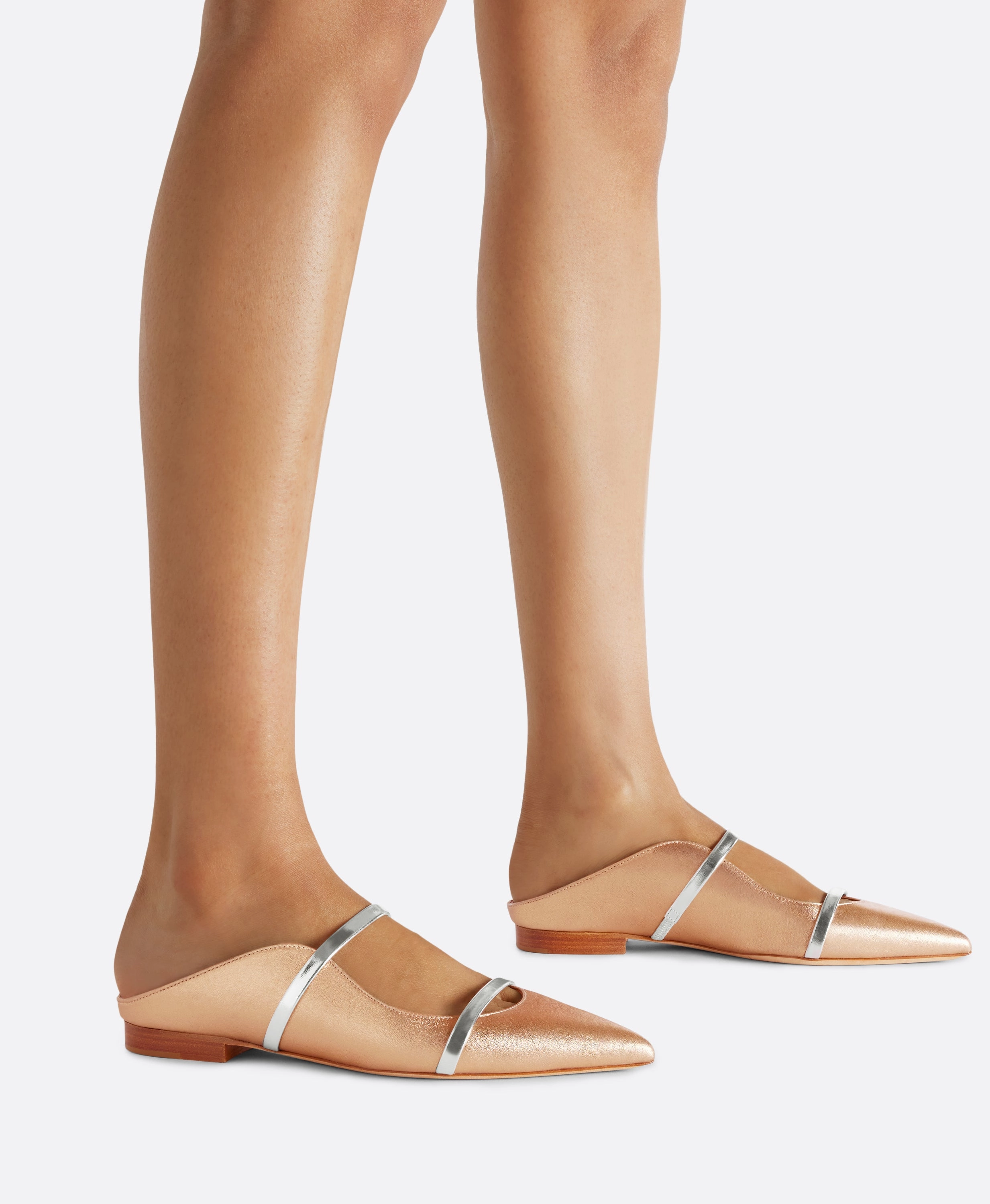 Maureen Gold & Silver Leather Flats