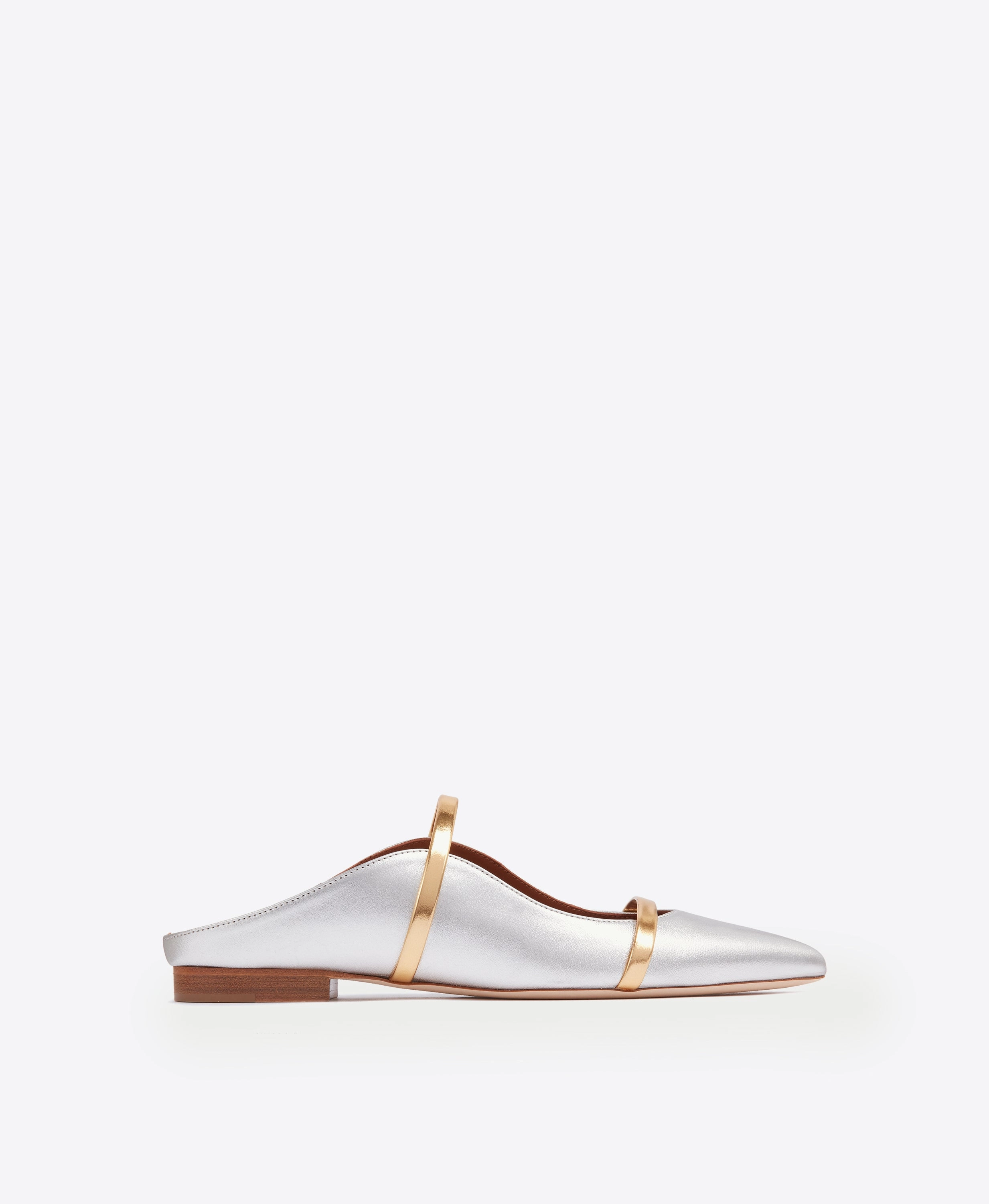 Maureen Silver & Gold Leather Flat Mules