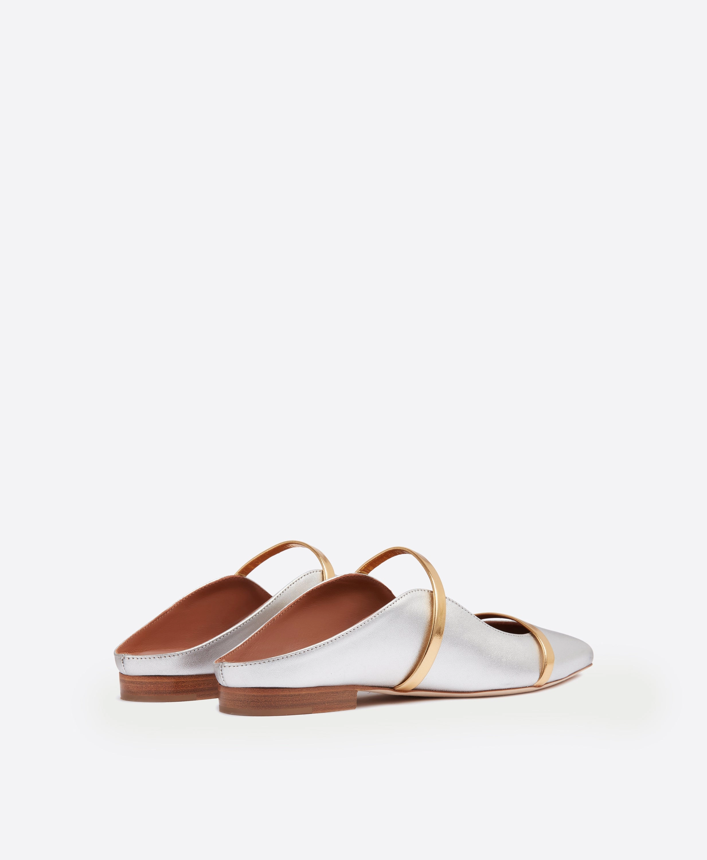 Maureen Silver & Gold Leather Flat Mules