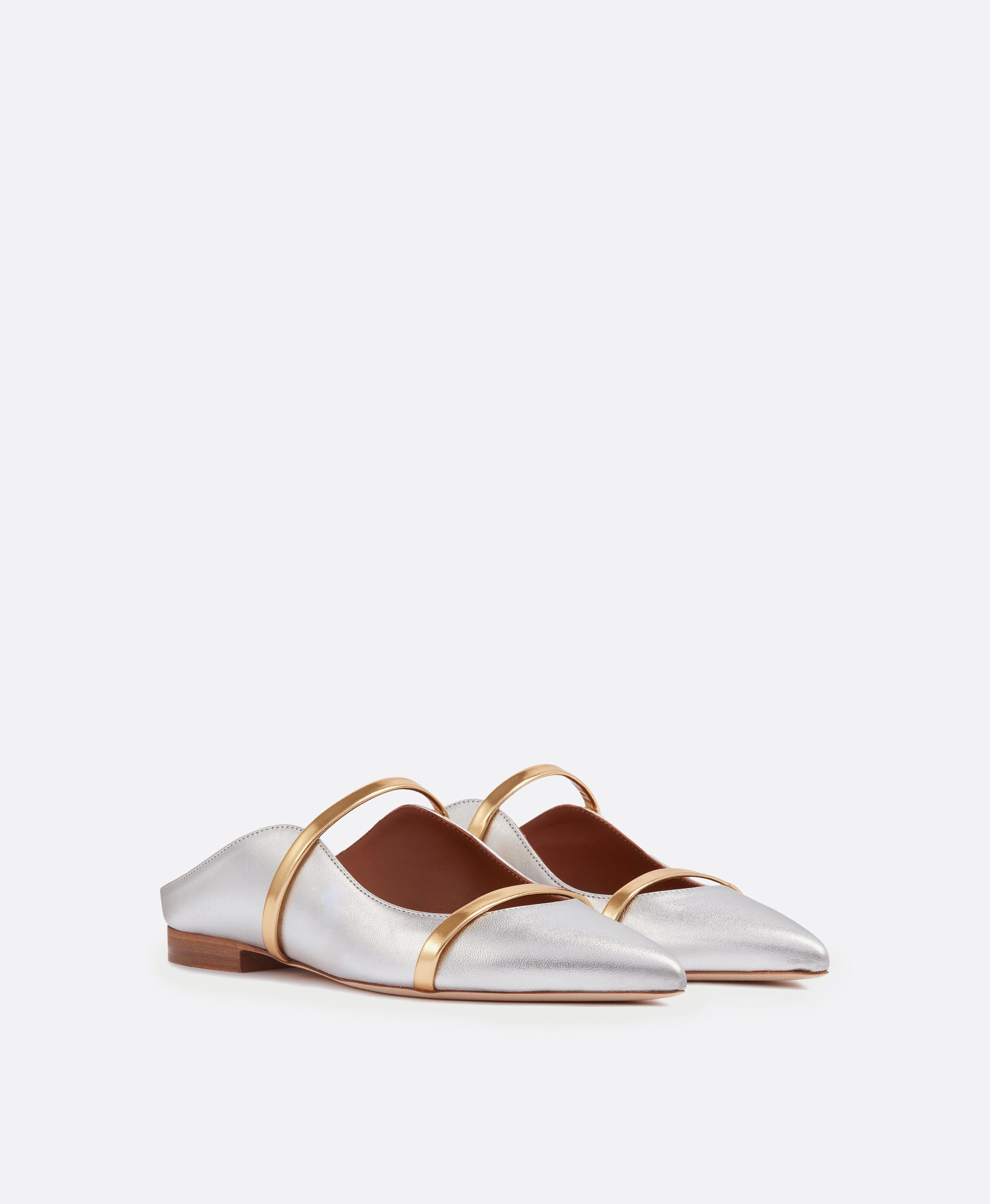 Maureen Silver & Gold Leather Flat Mules
