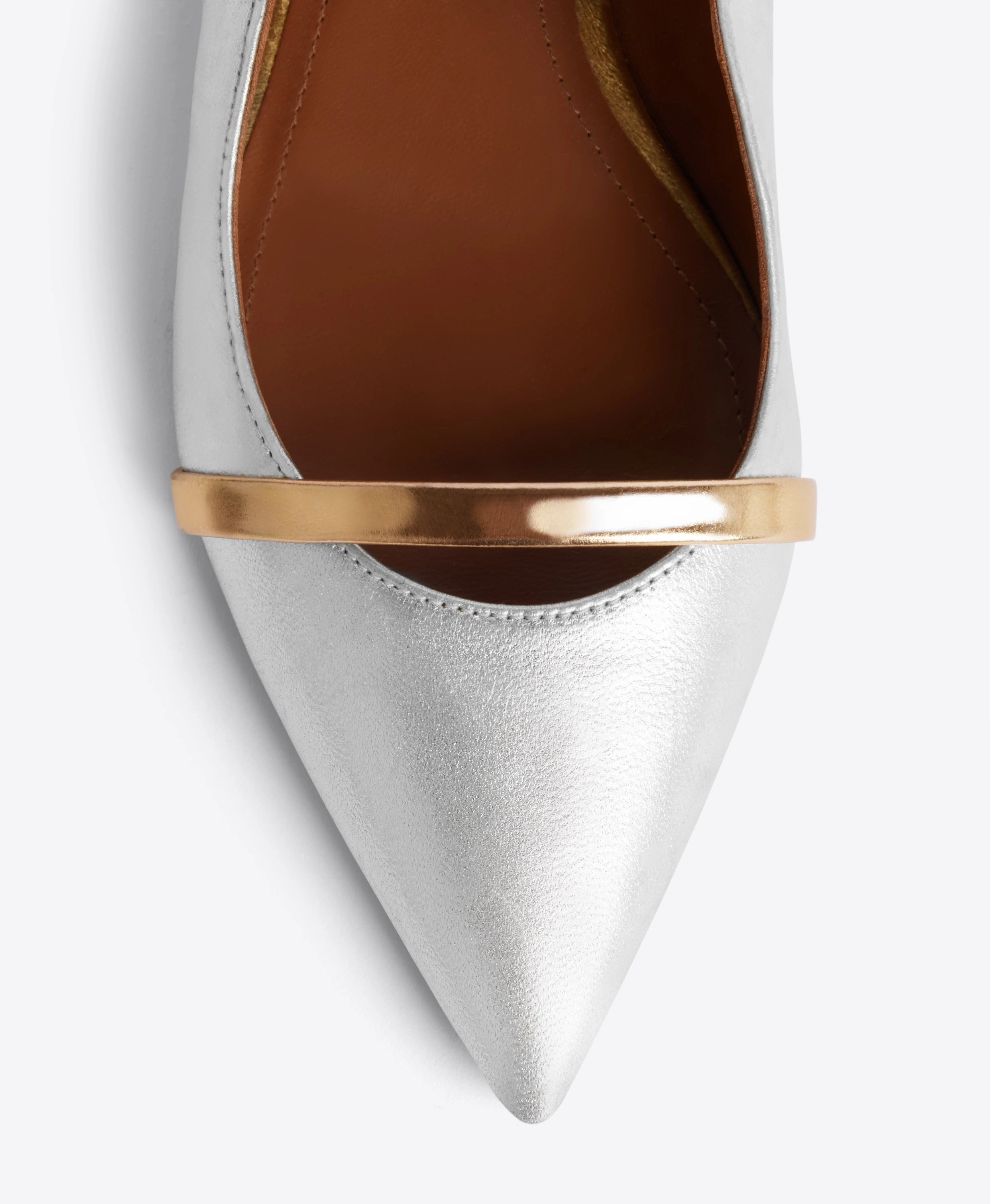 Maureen Silver & Gold Leather Flat Mules