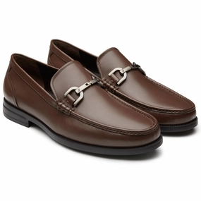 Men´s Moccasin Brown Leather Shoes With Rubber Sole