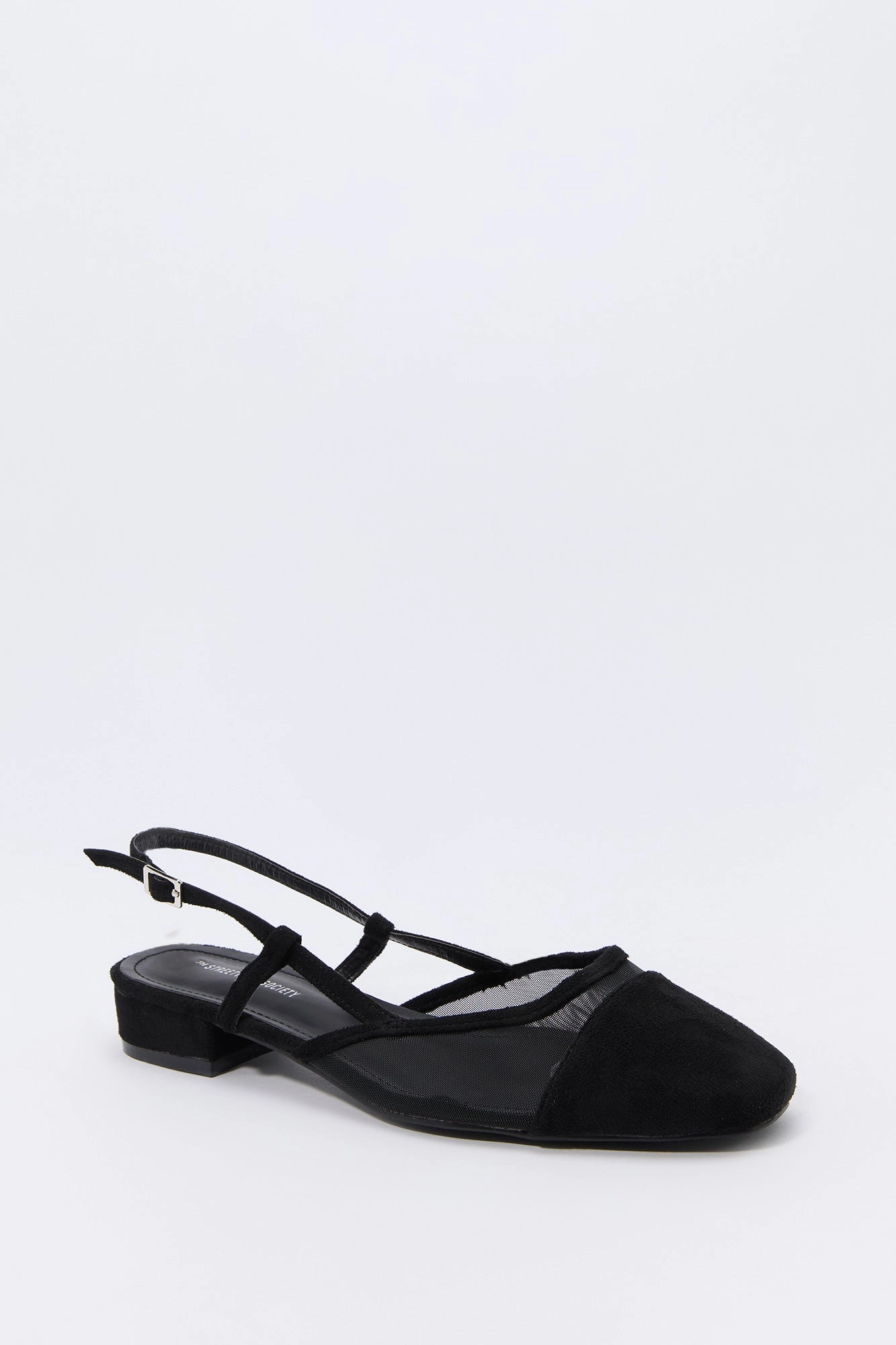 Mesh & Faux Suede Slingback Flat