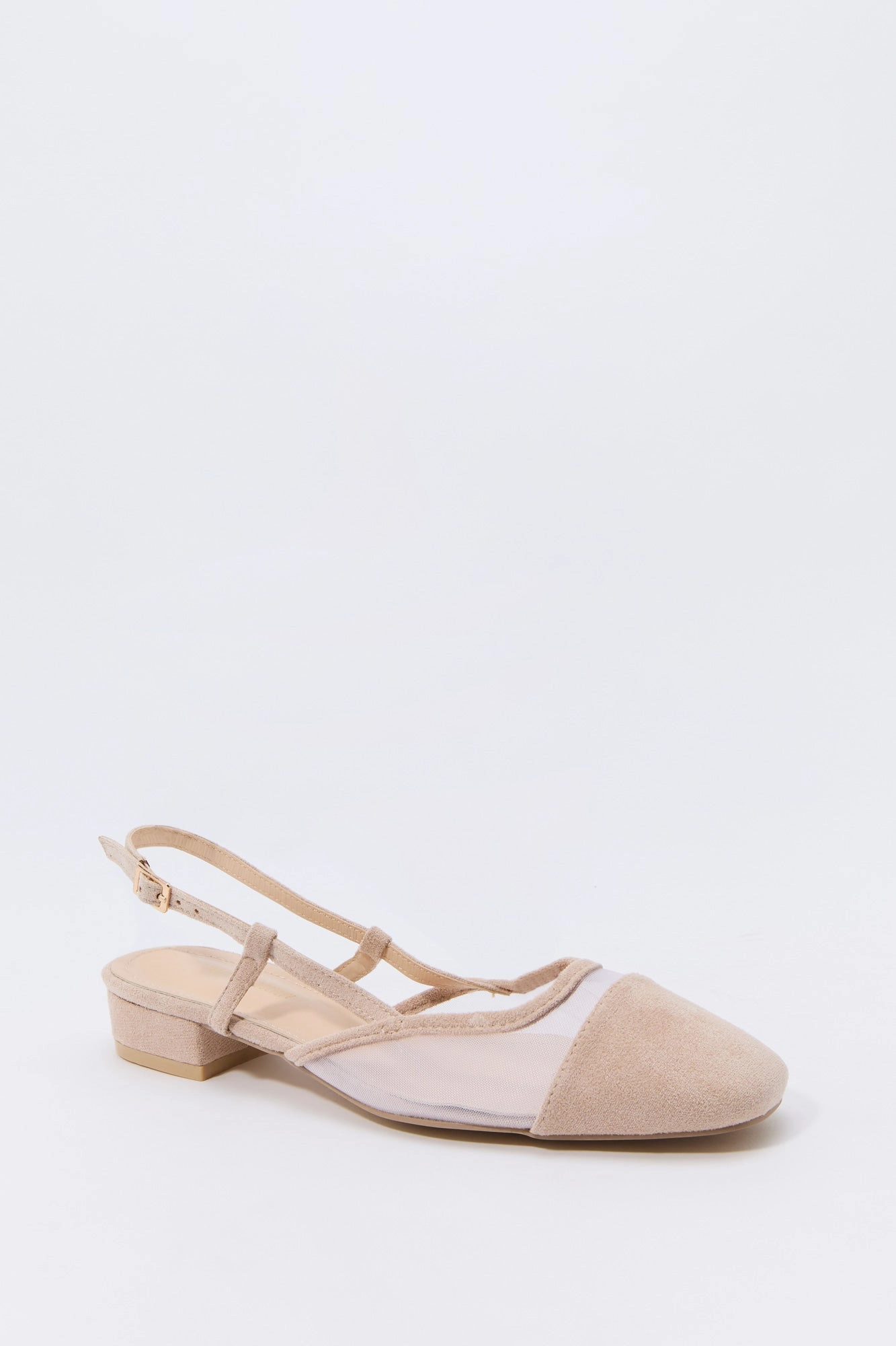 Mesh & Faux Suede Slingback Flat