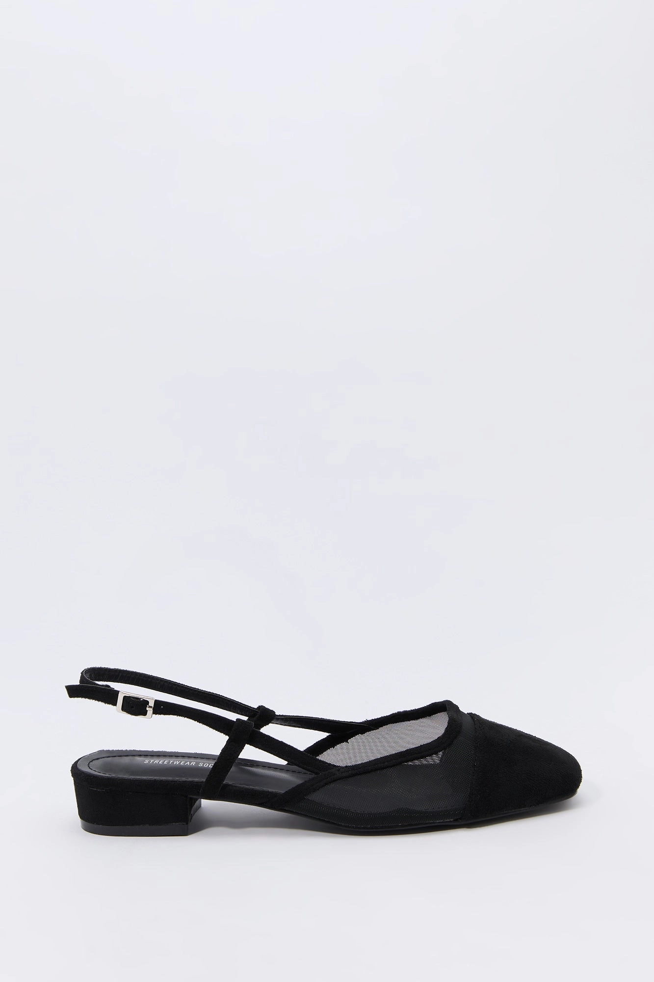 Mesh & Faux Suede Slingback Flat