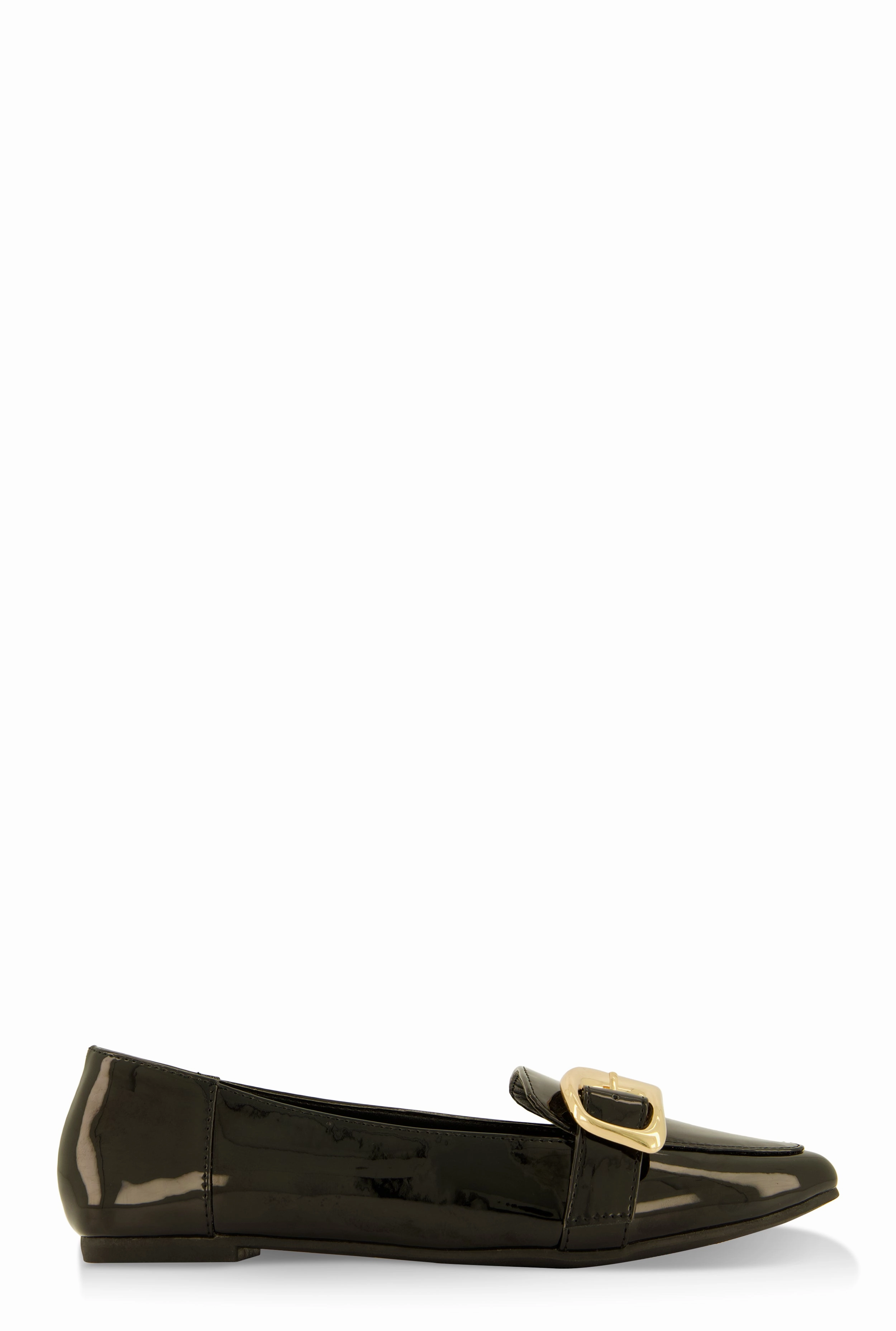 Metallic Buckle Pointed Toe Flats